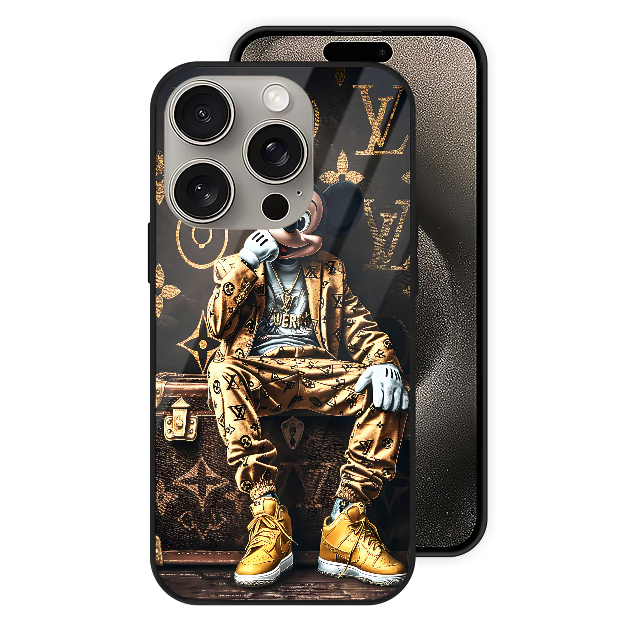 （画像用） ミッキーマウス Mickey Mouse 【iPhone15Pro対応】スマホケース 耐衝撃＆黄変防止 背面ガラス