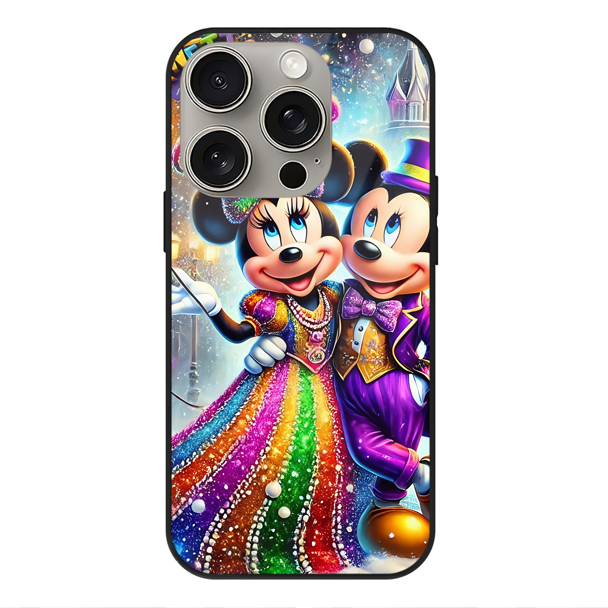 （画像用） ミッキーマウス Mickey Mouse 【iPhone15Pro対応】スマホケース 耐衝撃＆黄変防止 背面ガラス