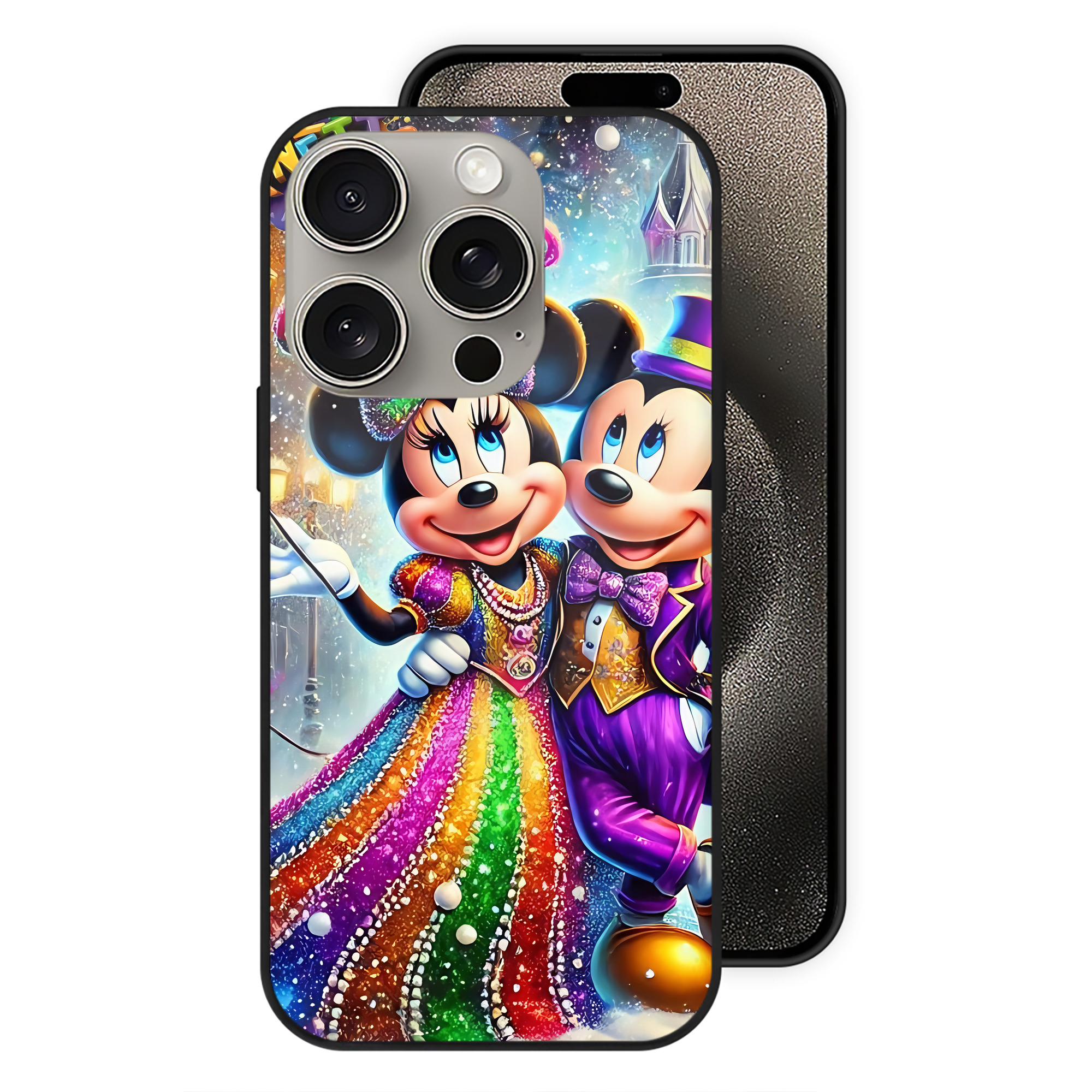 （画像用） ミッキーマウス Mickey Mouse 【iPhone15Pro対応】スマホケース 耐衝撃＆黄変防止 背面ガラス