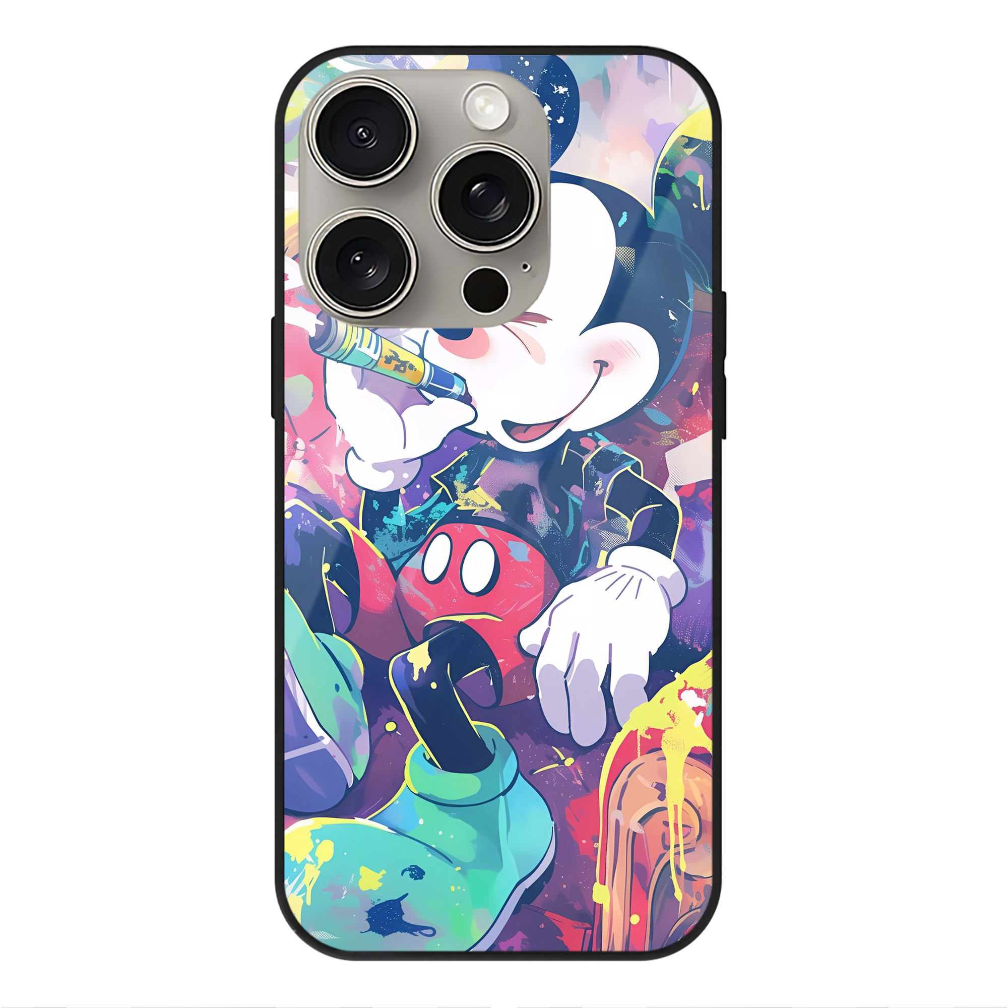 （画像用） ミッキーマウス Mickey Mouse 【iPhone15Pro対応】スマホケース 耐衝撃＆黄変防止 背面ガラス