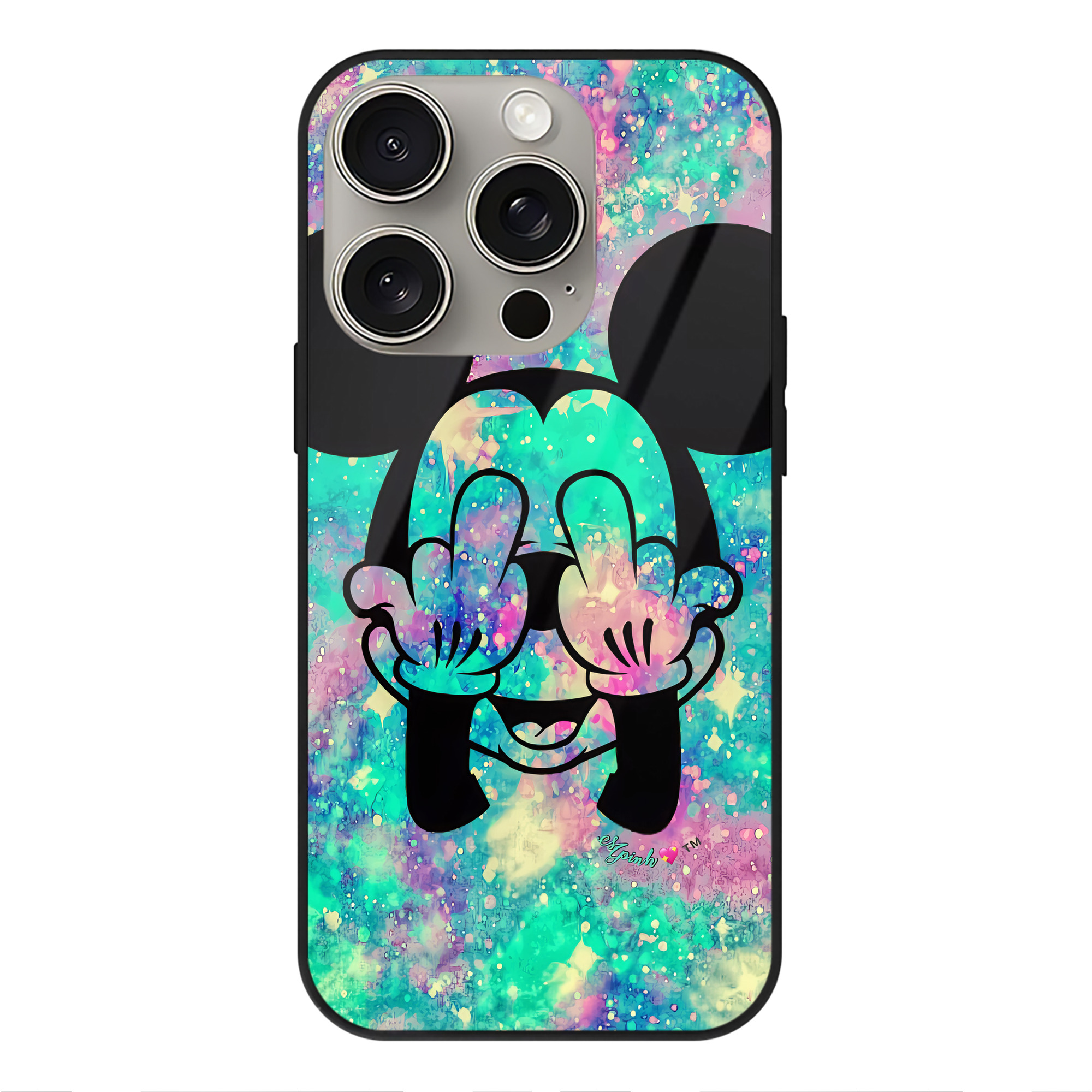 （画像用） ミッキーマウス Mickey Mouse 【iPhone15Pro対応】スマホケース 耐衝撃＆黄変防止 背面ガラス
