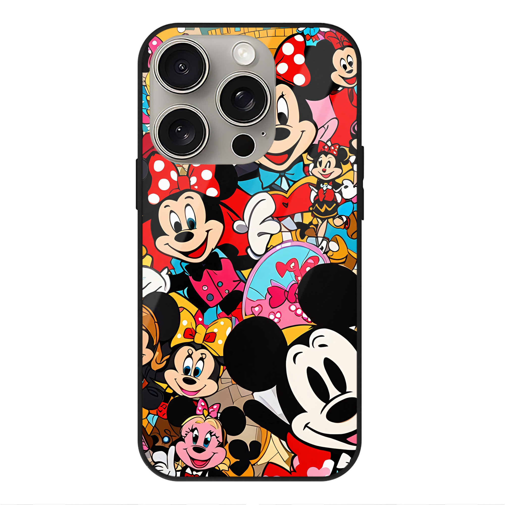 （画像用） ミッキーマウス Mickey Mouse 【iPhone15Pro対応】スマホケース 耐衝撃＆黄変防止 背面ガラス