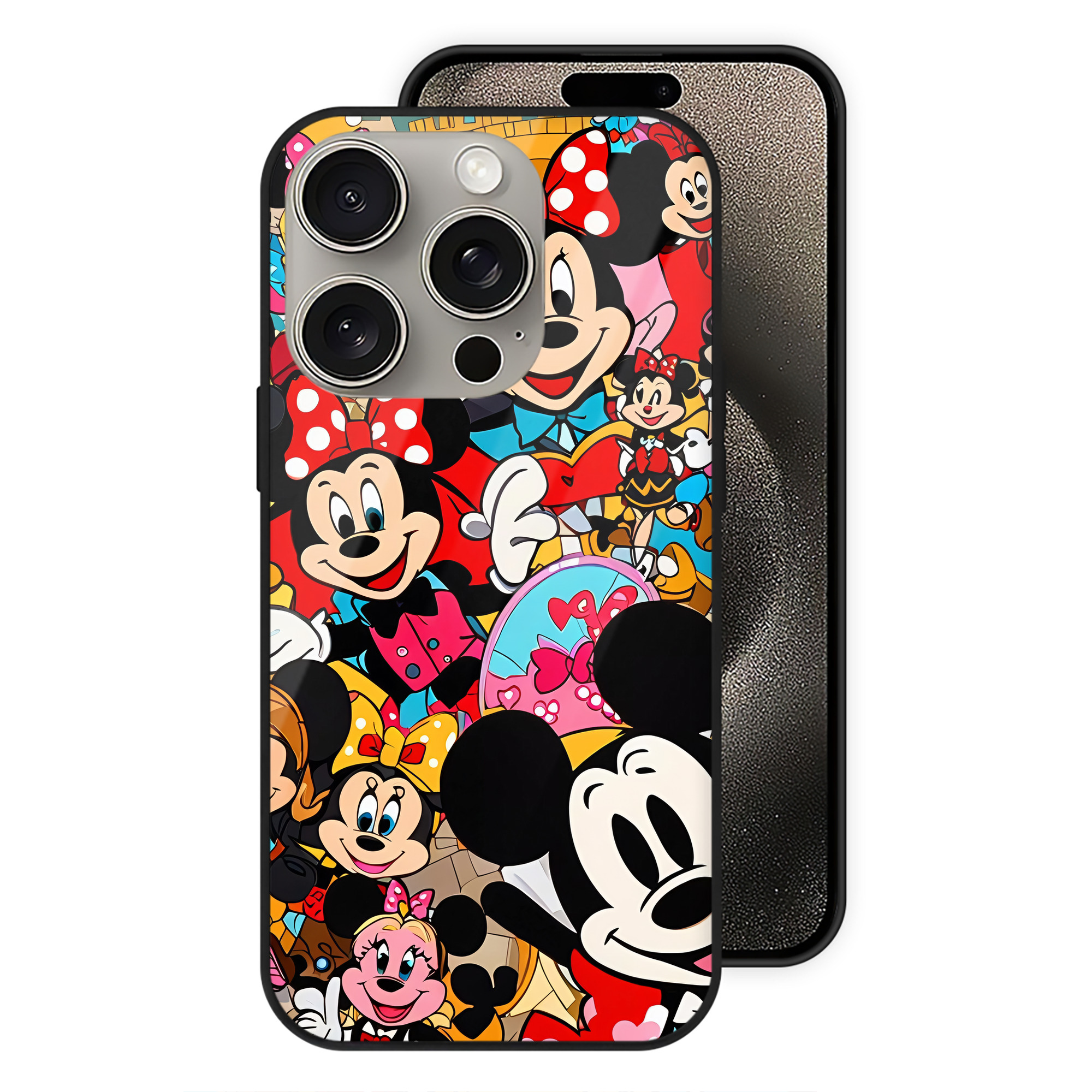 （画像用） ミッキーマウス Mickey Mouse 【iPhone15Pro対応】スマホケース 耐衝撃＆黄変防止 背面ガラス