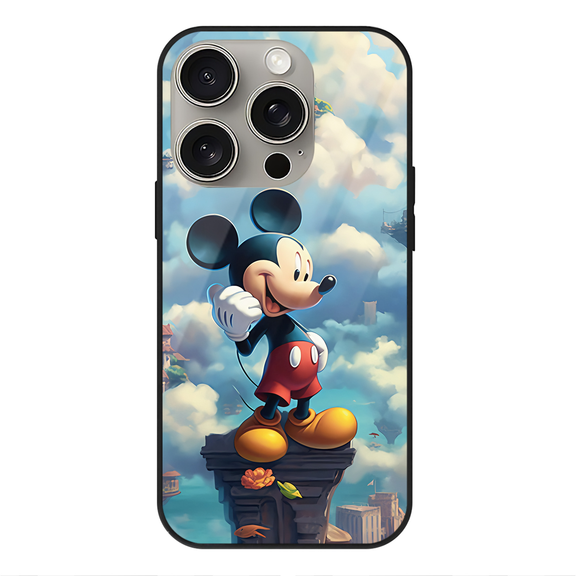 （画像用） ミッキーマウス Mickey Mouse 【iPhone15Pro対応】スマホケース 耐衝撃＆黄変防止 背面ガラス