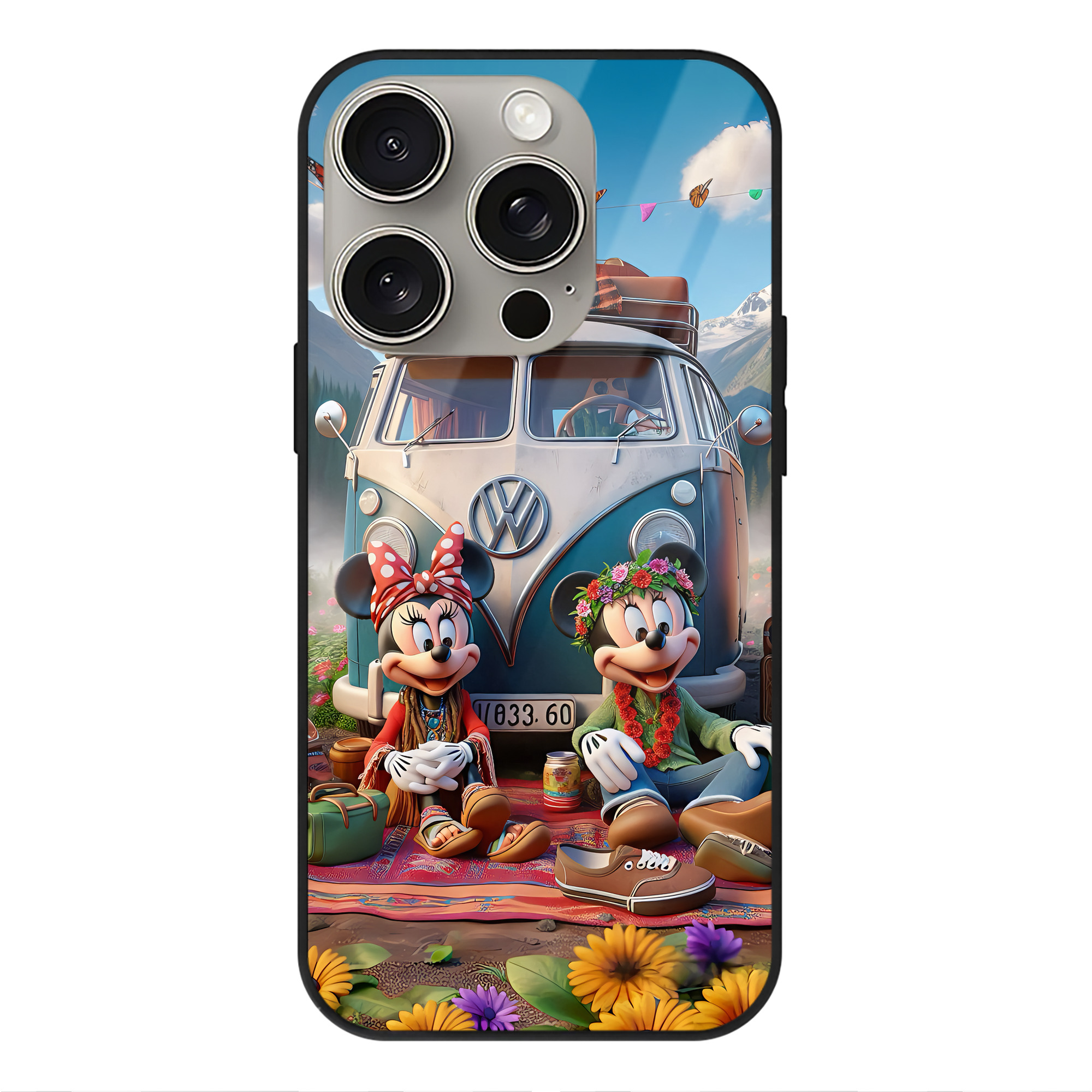 （画像用） ミッキーマウス Mickey Mouse 【iPhone15Pro対応】スマホケース 耐衝撃＆黄変防止 背面ガラス