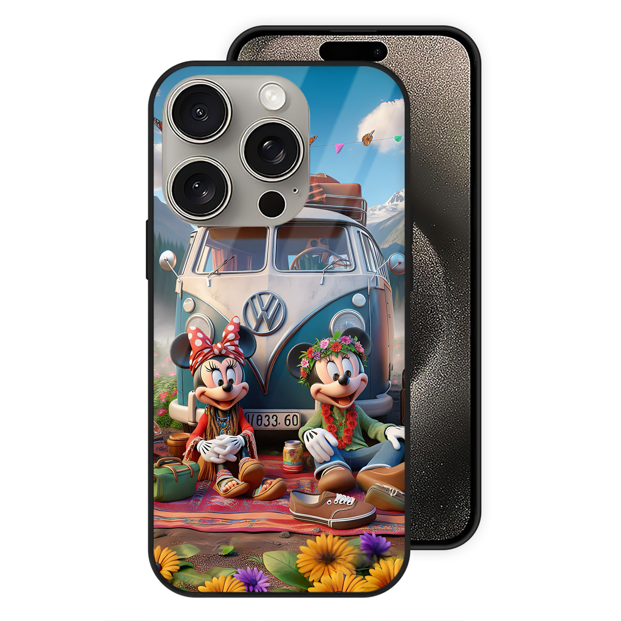 （画像用） ミッキーマウス Mickey Mouse 【iPhone15Pro対応】スマホケース 耐衝撃＆黄変防止 背面ガラス