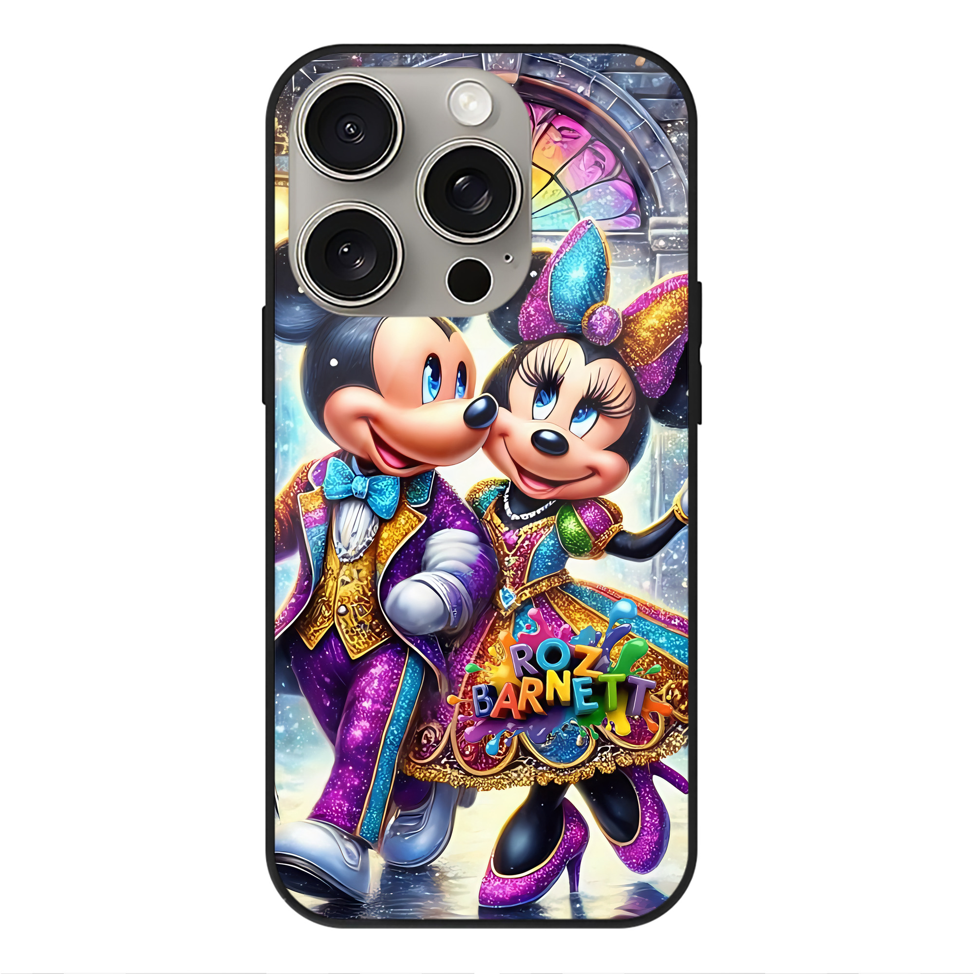 （画像用） ミッキーマウス Mickey Mouse 【iPhone15Pro対応】スマホケース 耐衝撃＆黄変防止 背面ガラス