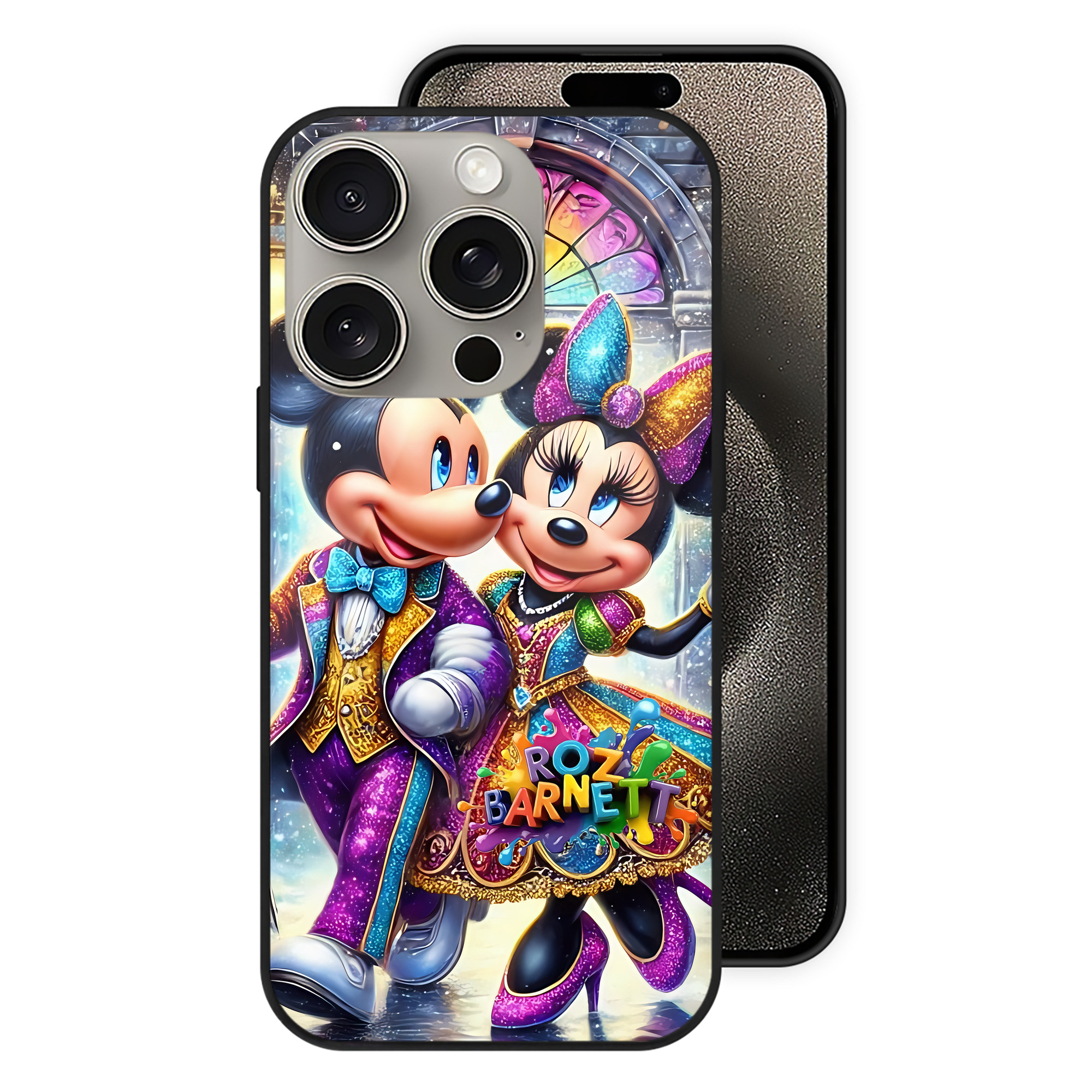 （画像用） ミッキーマウス Mickey Mouse 【iPhone15Pro対応】スマホケース 耐衝撃＆黄変防止 背面ガラス