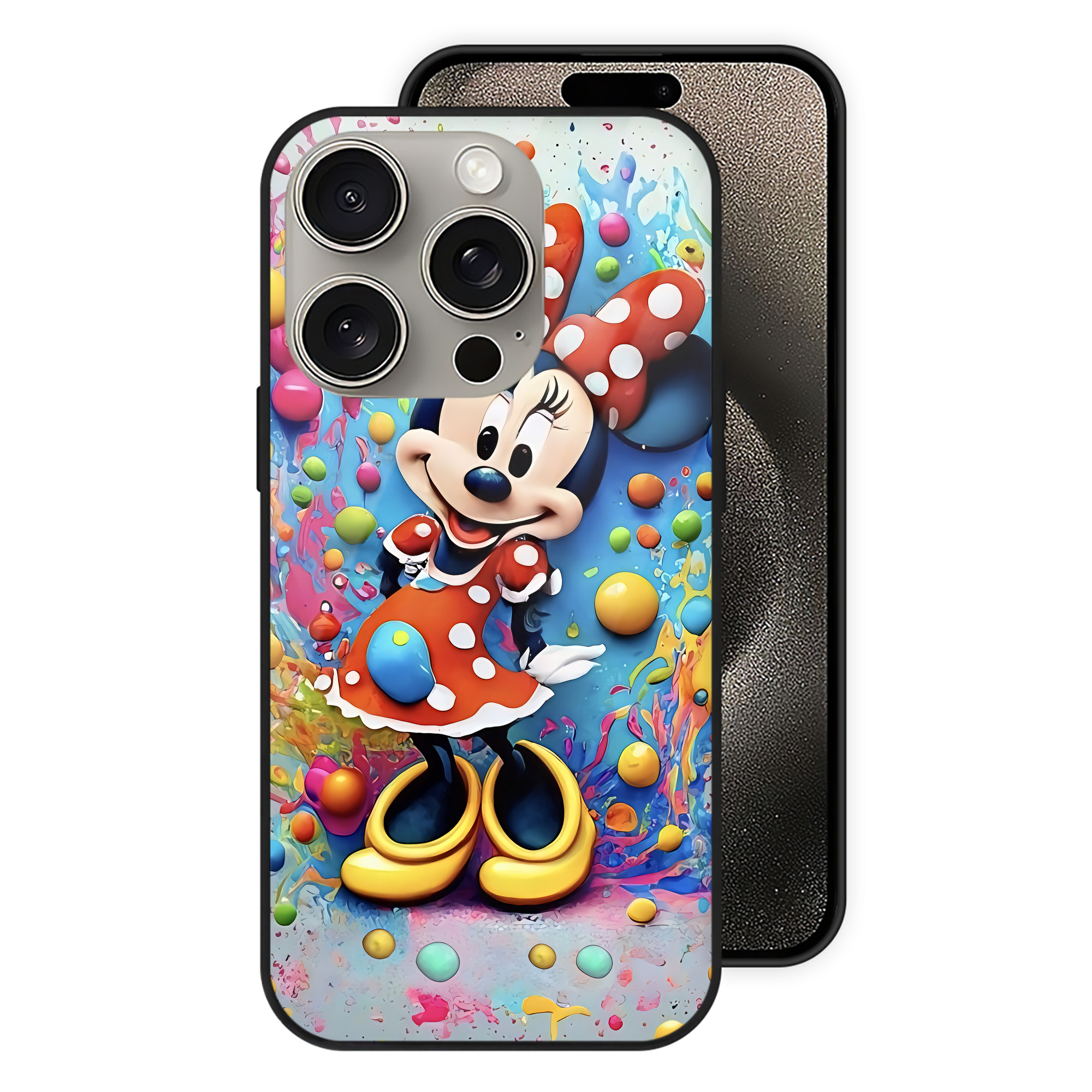 （画像用） ミッキーマウス Mickey Mouse 【iPhone15Pro対応】スマホケース 耐衝撃＆黄変防止 背面ガラス
