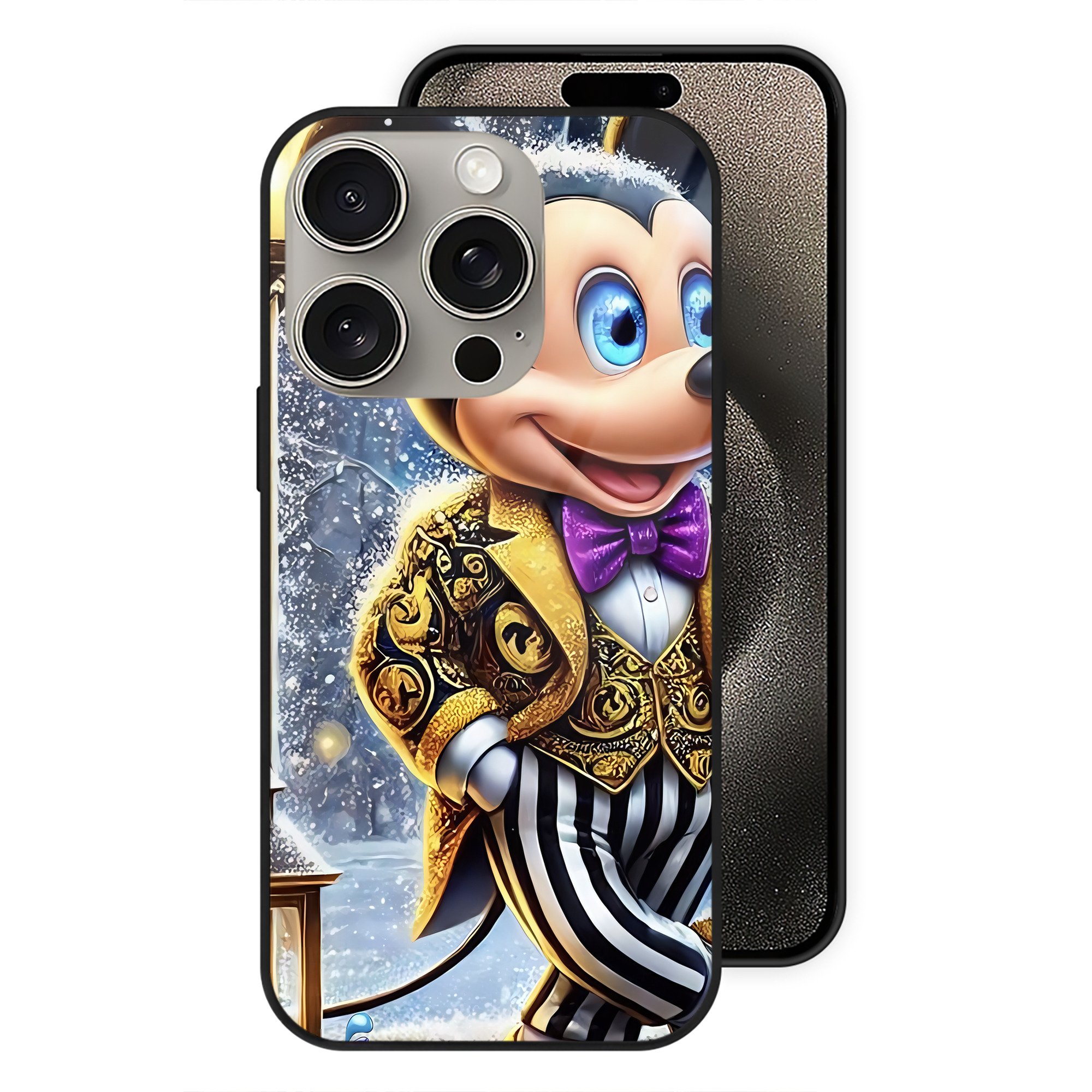 （画像用） ミッキーマウス Mickey Mouse 【iPhone15Pro対応】スマホケース 耐衝撃＆黄変防止 背面ガラス
