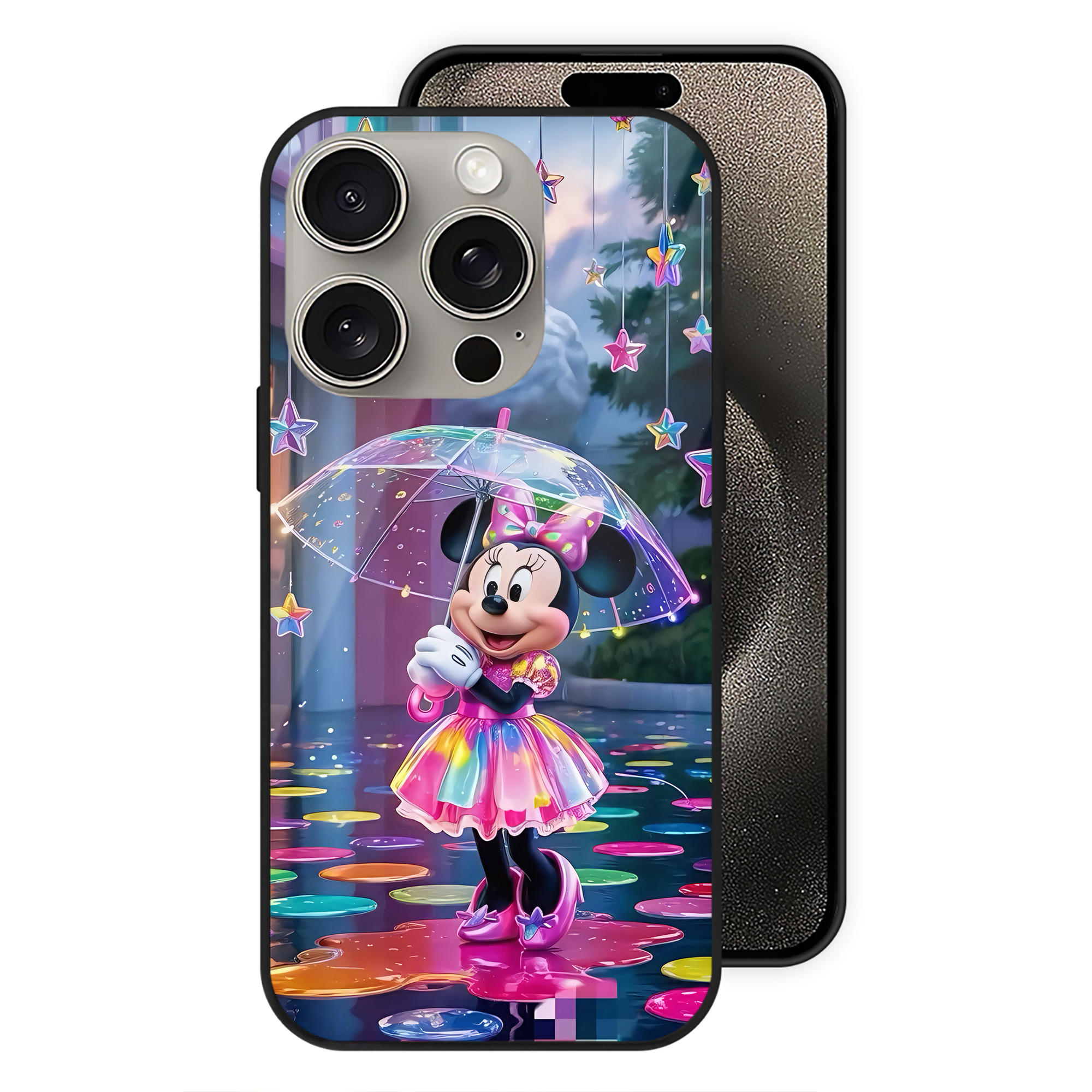 （画像用） ミッキーマウス Mickey Mouse 【iPhone15Pro対応】スマホケース 耐衝撃＆黄変防止 背面ガラス