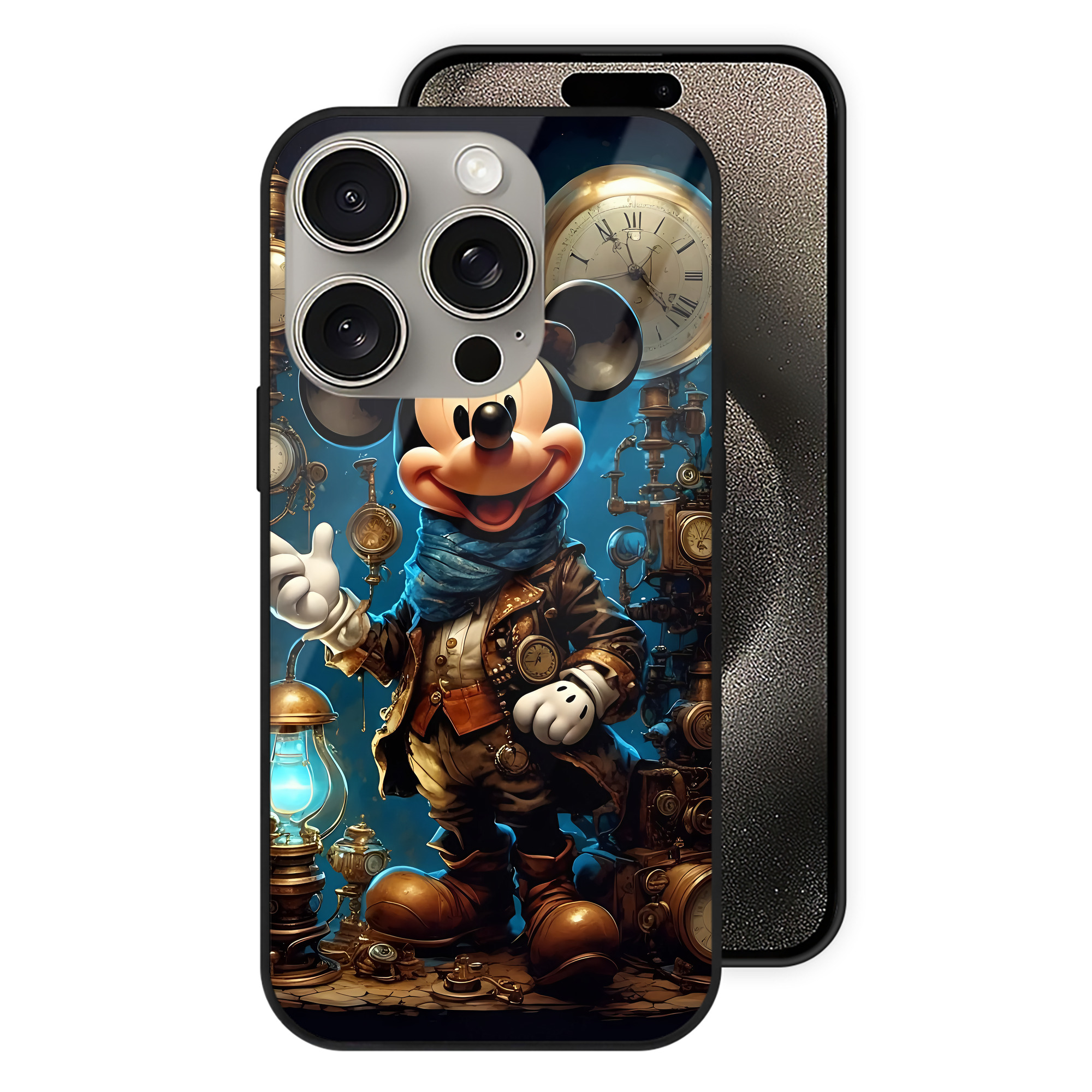 （画像用） ミッキーマウス Mickey Mouse 【iPhone15Pro対応】スマホケース 耐衝撃＆黄変防止 背面ガラス