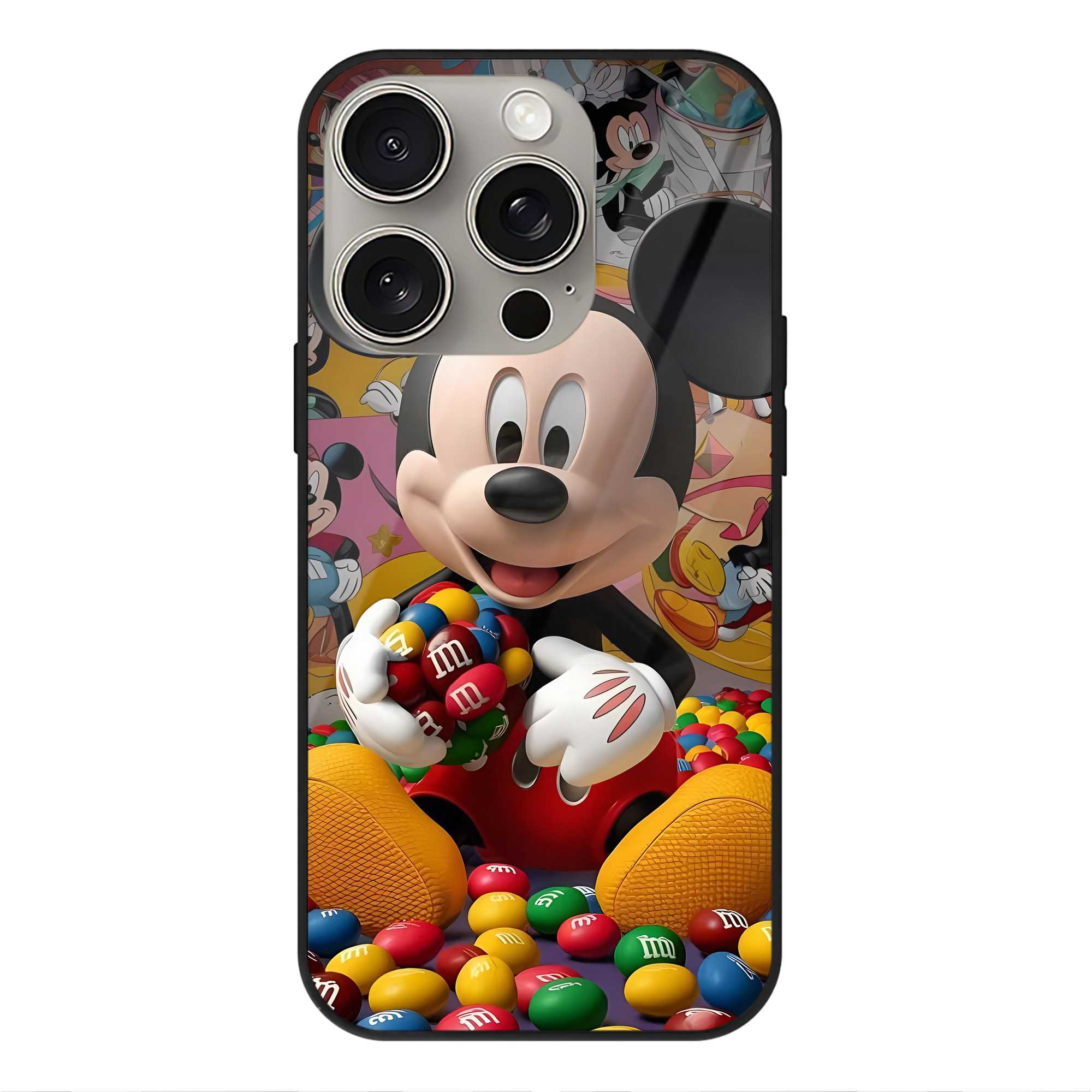 （画像用） ミッキーマウス Mickey Mouse 【iPhone15Pro対応】スマホケース 耐衝撃＆黄変防止 背面ガラス
