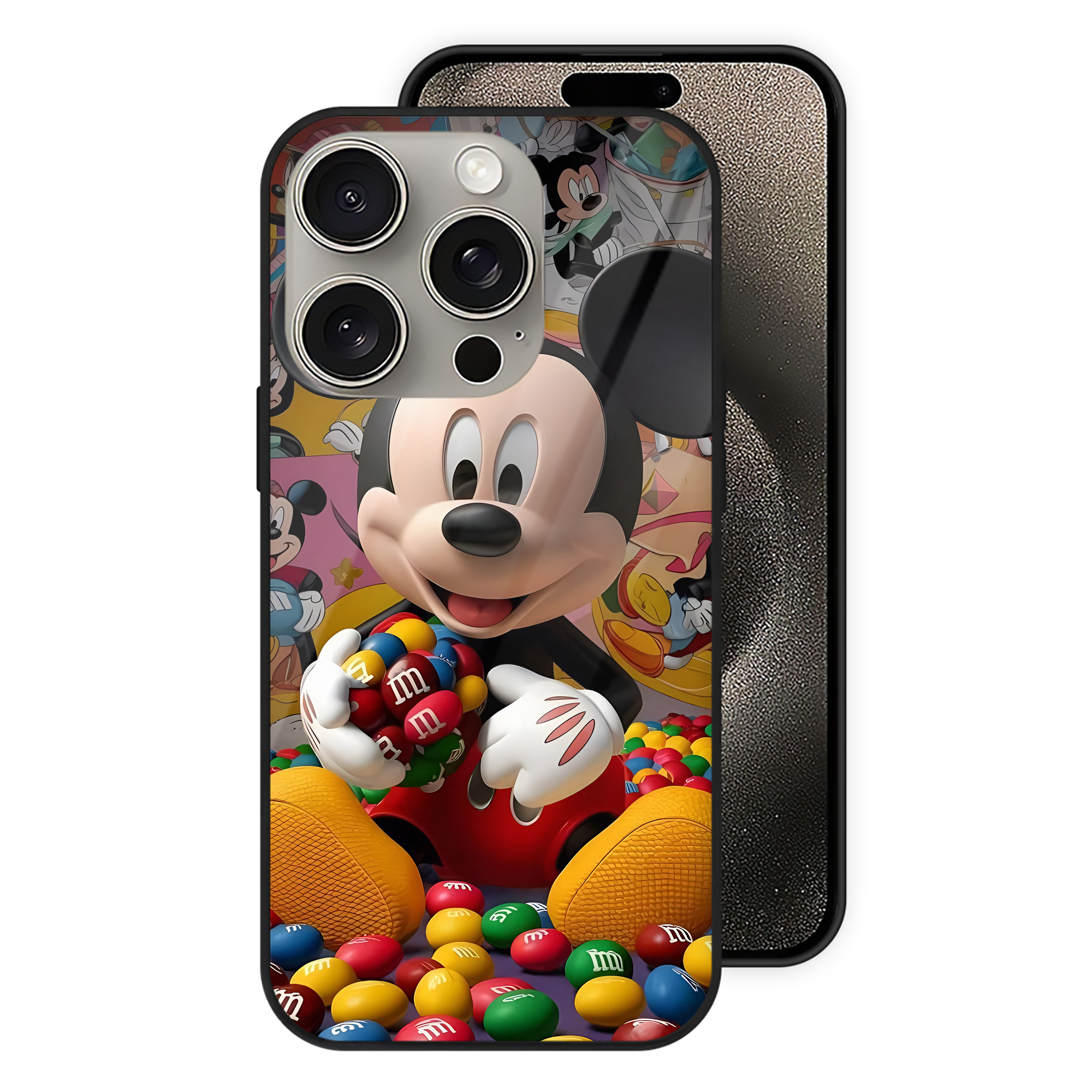 （画像用） ミッキーマウス Mickey Mouse 【iPhone15Pro対応】スマホケース 耐衝撃＆黄変防止 背面ガラス