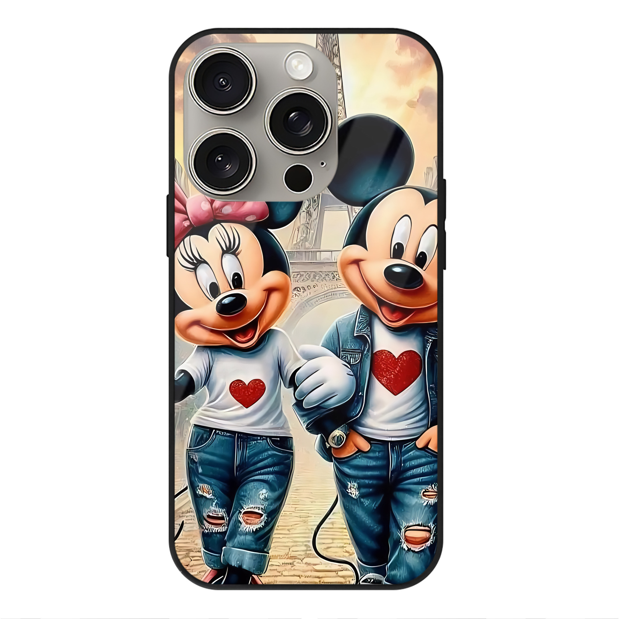 （画像用） ミッキーマウス Mickey Mouse 【iPhone15Pro対応】スマホケース 耐衝撃＆黄変防止 背面ガラス
