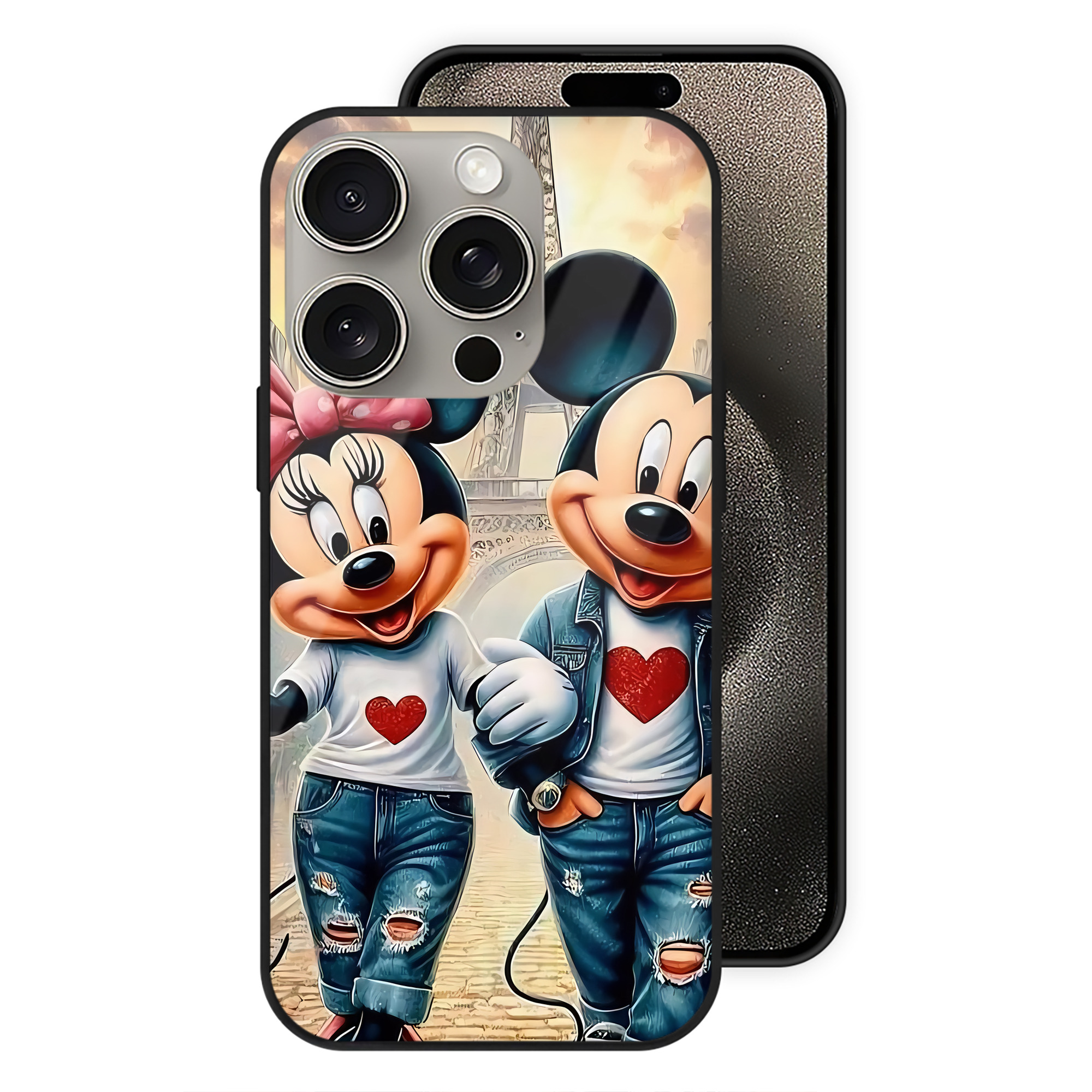 （画像用） ミッキーマウス Mickey Mouse 【iPhone15Pro対応】スマホケース 耐衝撃＆黄変防止 背面ガラス