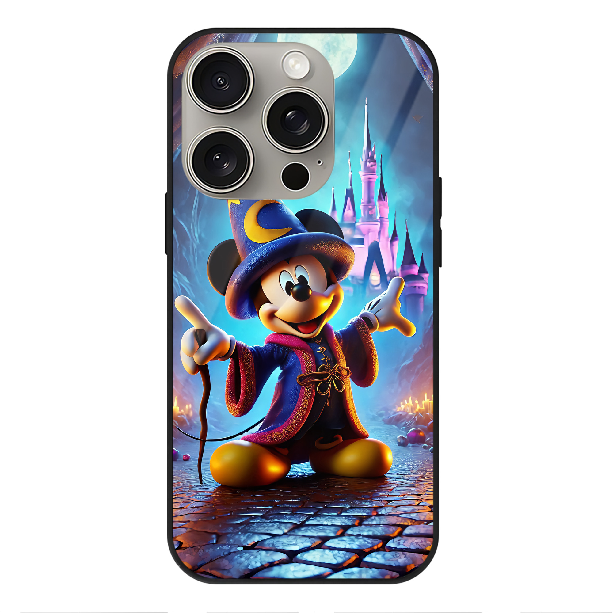 （画像用） ミッキーマウス Mickey Mouse 【iPhone15Pro対応】スマホケース 耐衝撃＆黄変防止 背面ガラス