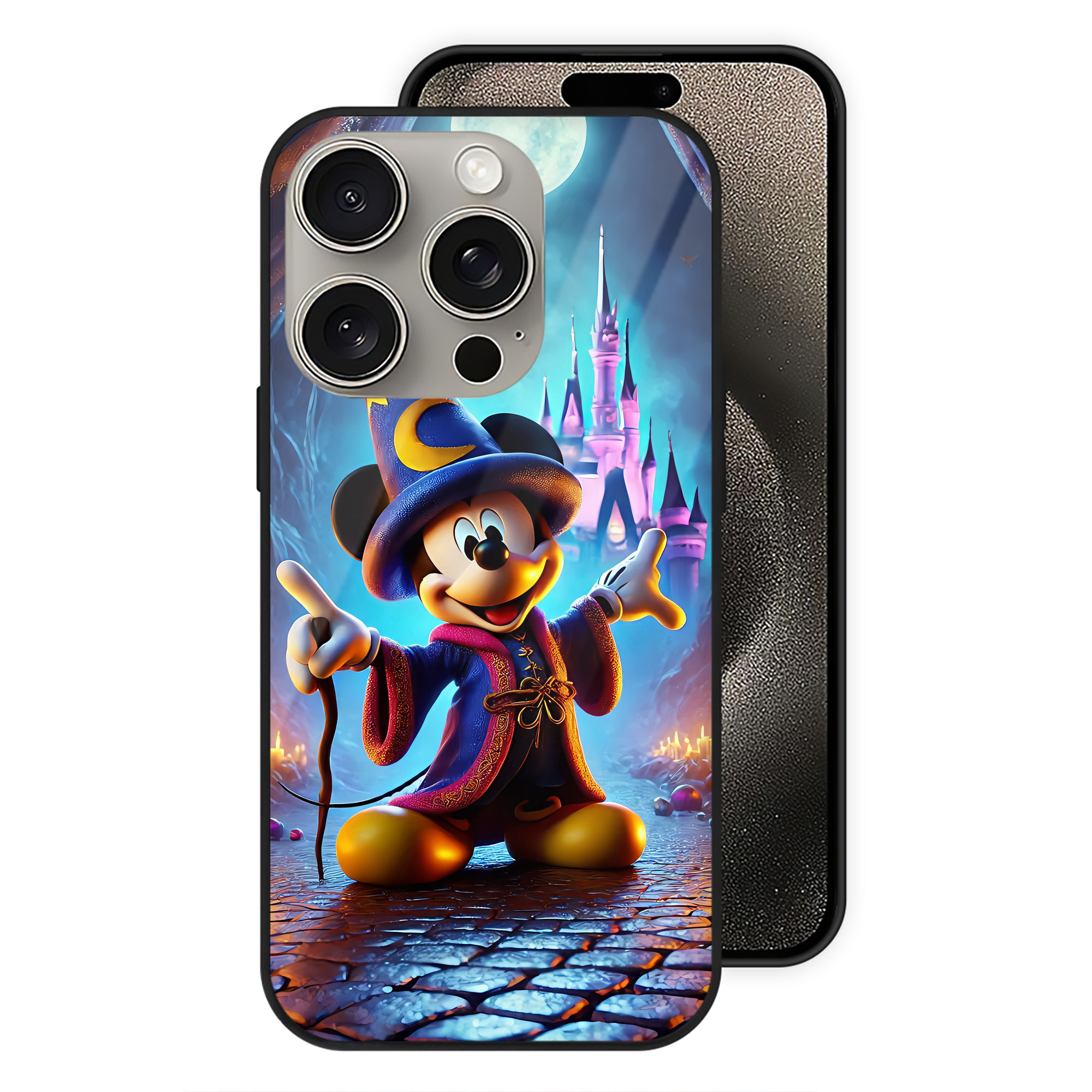 （画像用） ミッキーマウス Mickey Mouse 【iPhone15Pro対応】スマホケース 耐衝撃＆黄変防止 背面ガラス