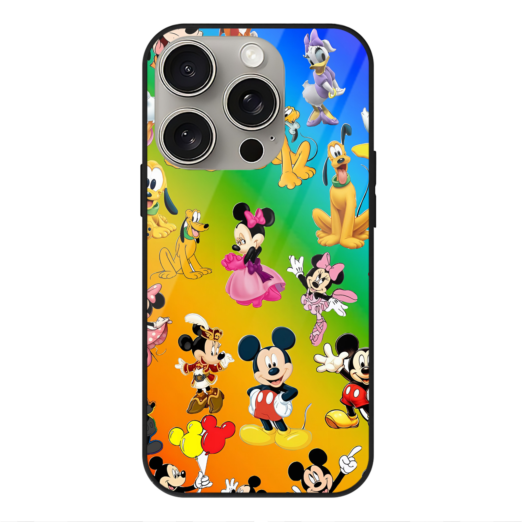 （画像用） ミッキーマウス Mickey Mouse 【iPhone15Pro対応】スマホケース 耐衝撃＆黄変防止 背面ガラス