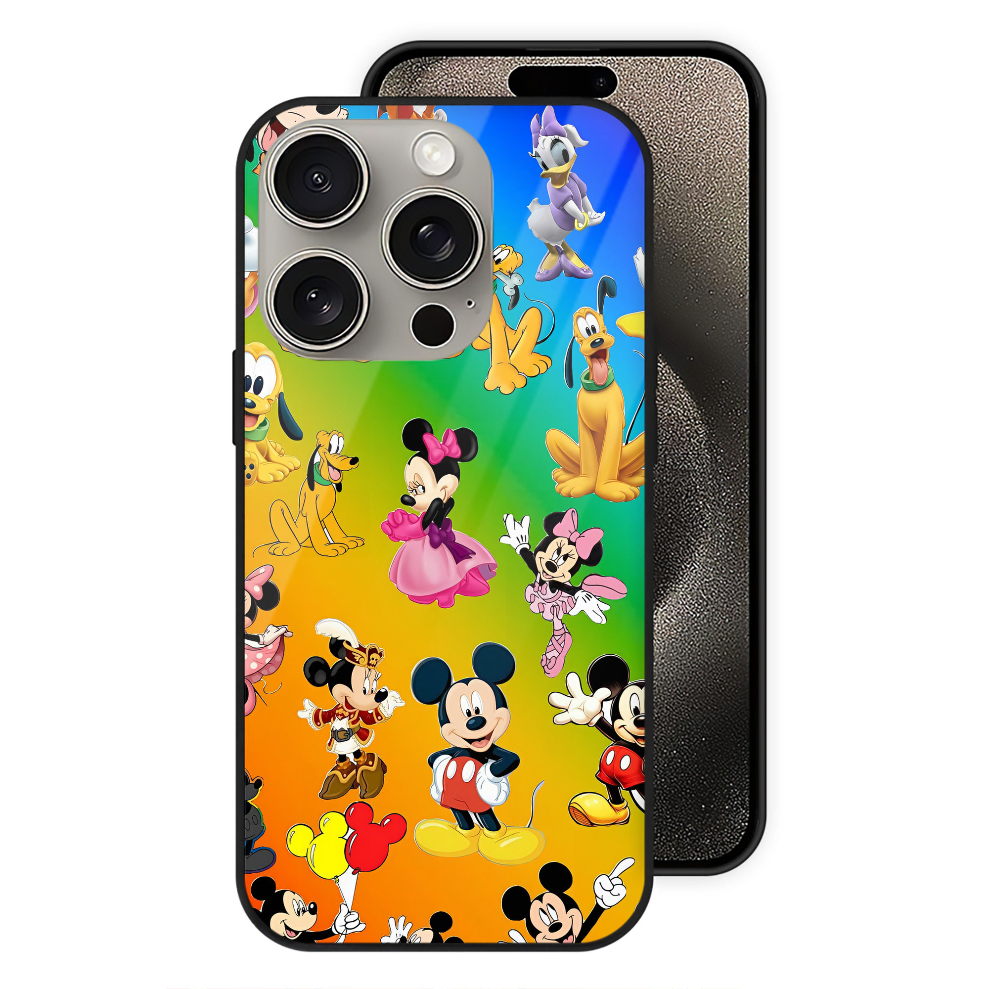 （画像用） ミッキーマウス Mickey Mouse 【iPhone15Pro対応】スマホケース 耐衝撃＆黄変防止 背面ガラス