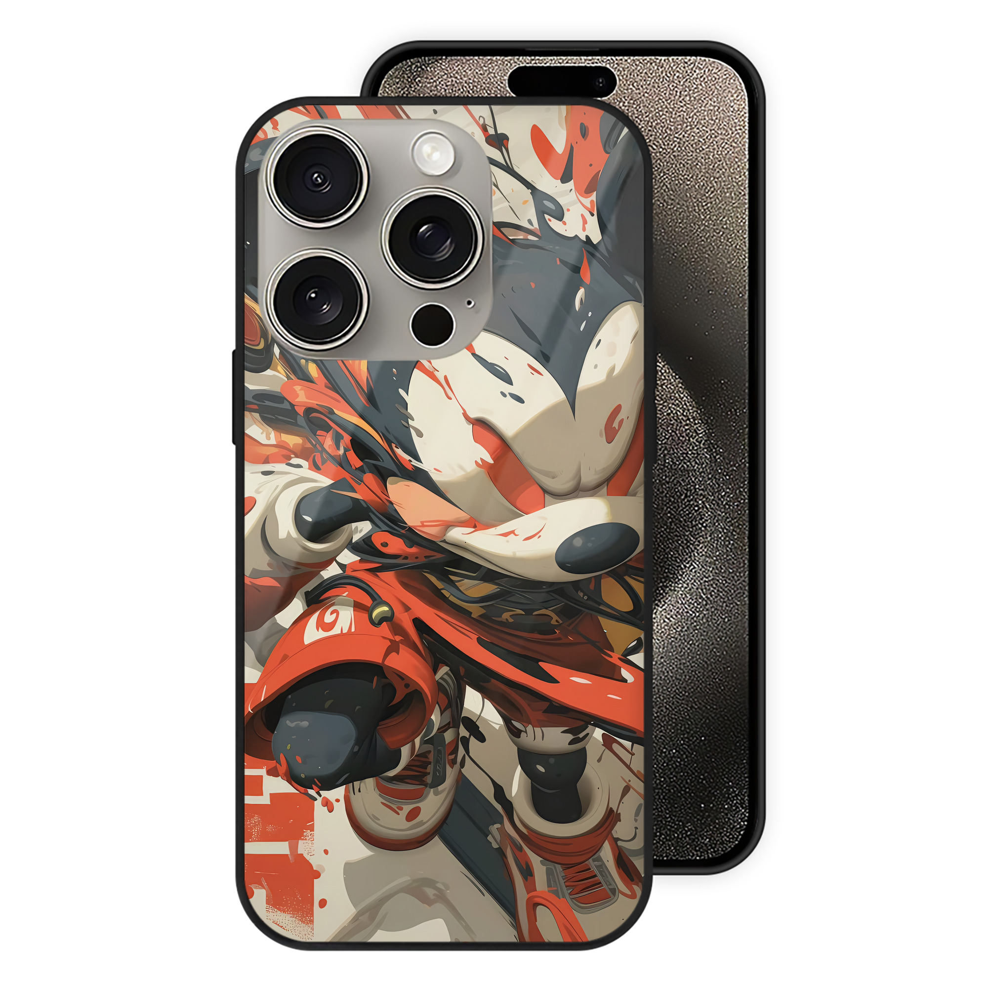 （画像用） ミッキーマウス Mickey Mouse 【iPhone15Pro対応】スマホケース 耐衝撃＆黄変防止 背面ガラス