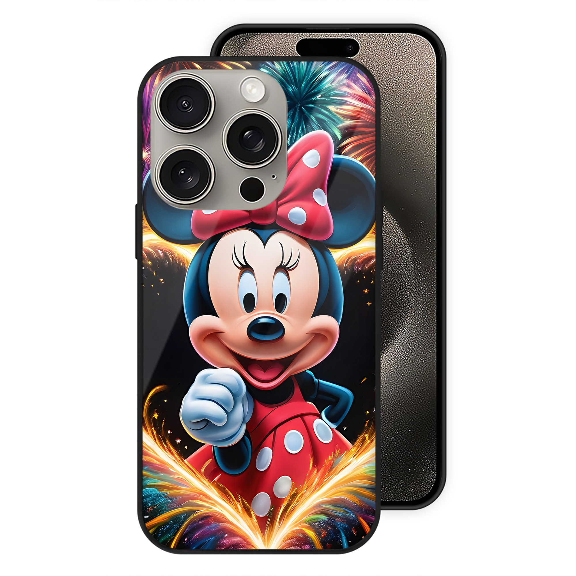 （画像用） ミッキーマウス Mickey Mouse 【iPhone15Pro対応】スマホケース 耐衝撃＆黄変防止 背面ガラス