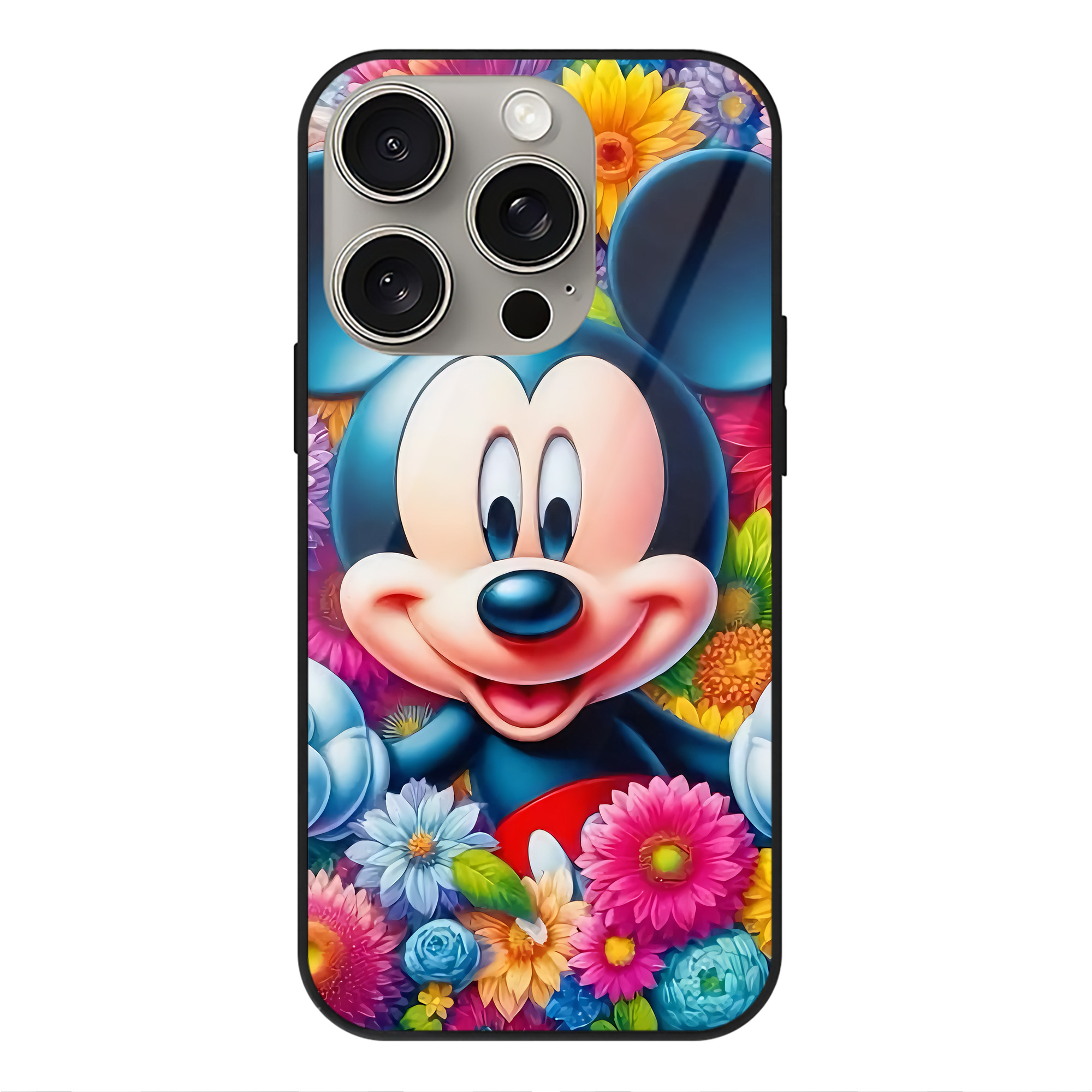 （画像用） ミッキーマウス Mickey Mouse 【iPhone15Pro対応】スマホケース 耐衝撃＆黄変防止 背面ガラス