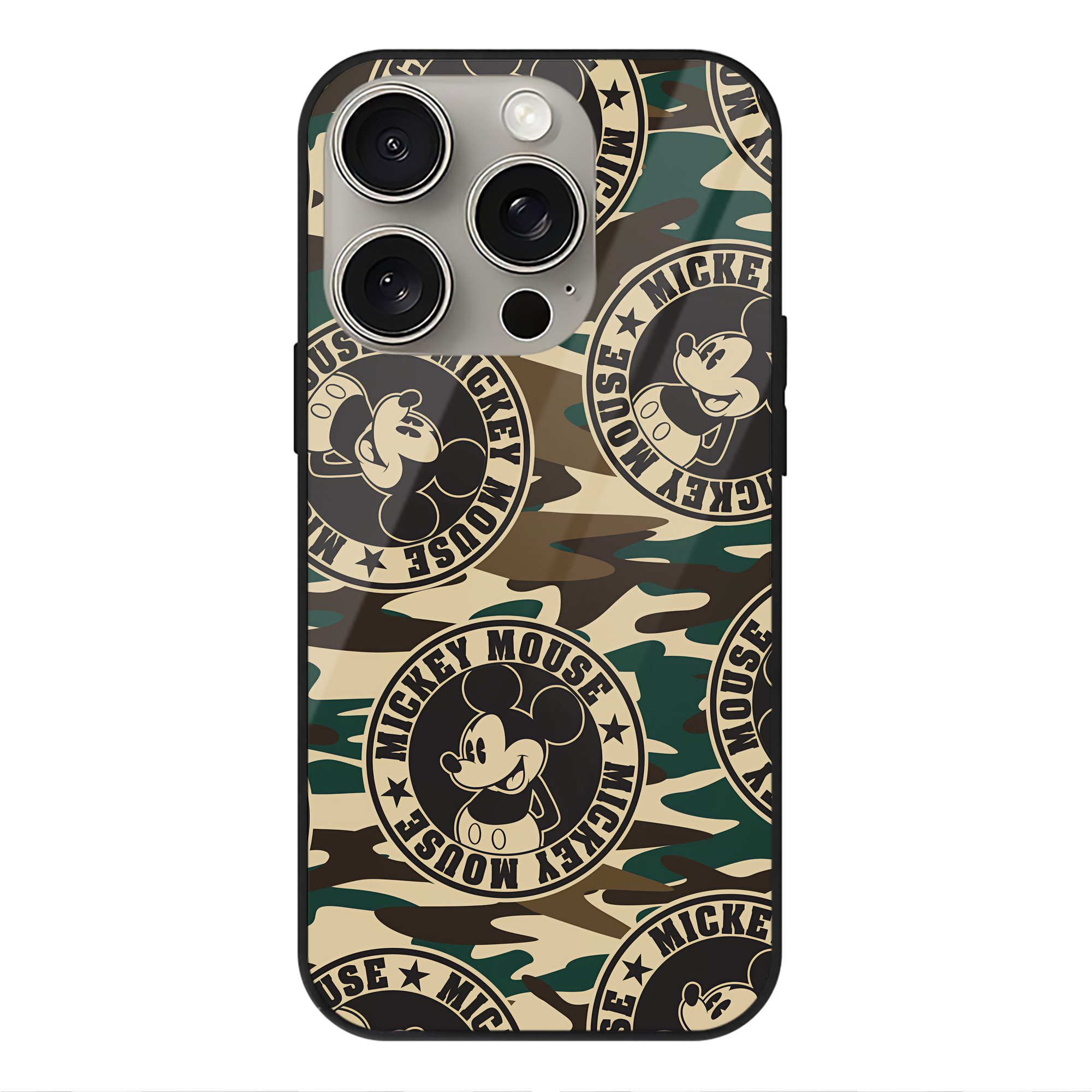 （画像用） ミッキーマウス Mickey Mouse 【iPhone15Pro対応】スマホケース 耐衝撃＆黄変防止 背面ガラス