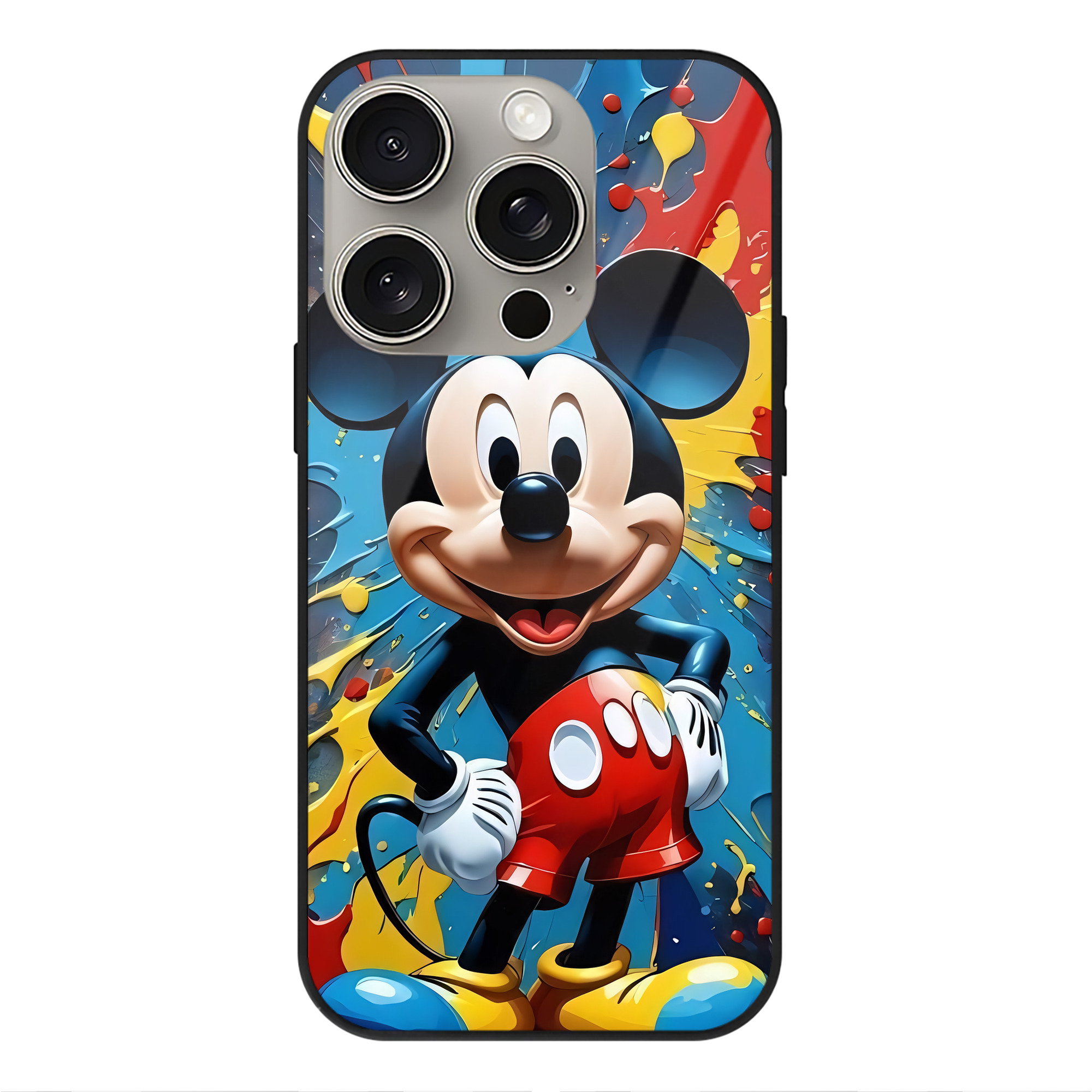 （画像用） ミッキーマウス Mickey Mouse 【iPhone15Pro対応】スマホケース 耐衝撃＆黄変防止 背面ガラス