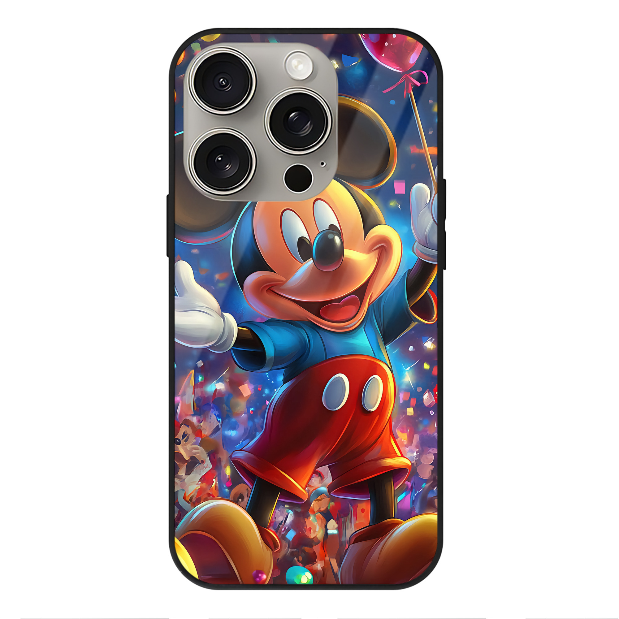 （画像用） ミッキーマウス Mickey Mouse 【iPhone15Pro対応】スマホケース 耐衝撃＆黄変防止 背面ガラス