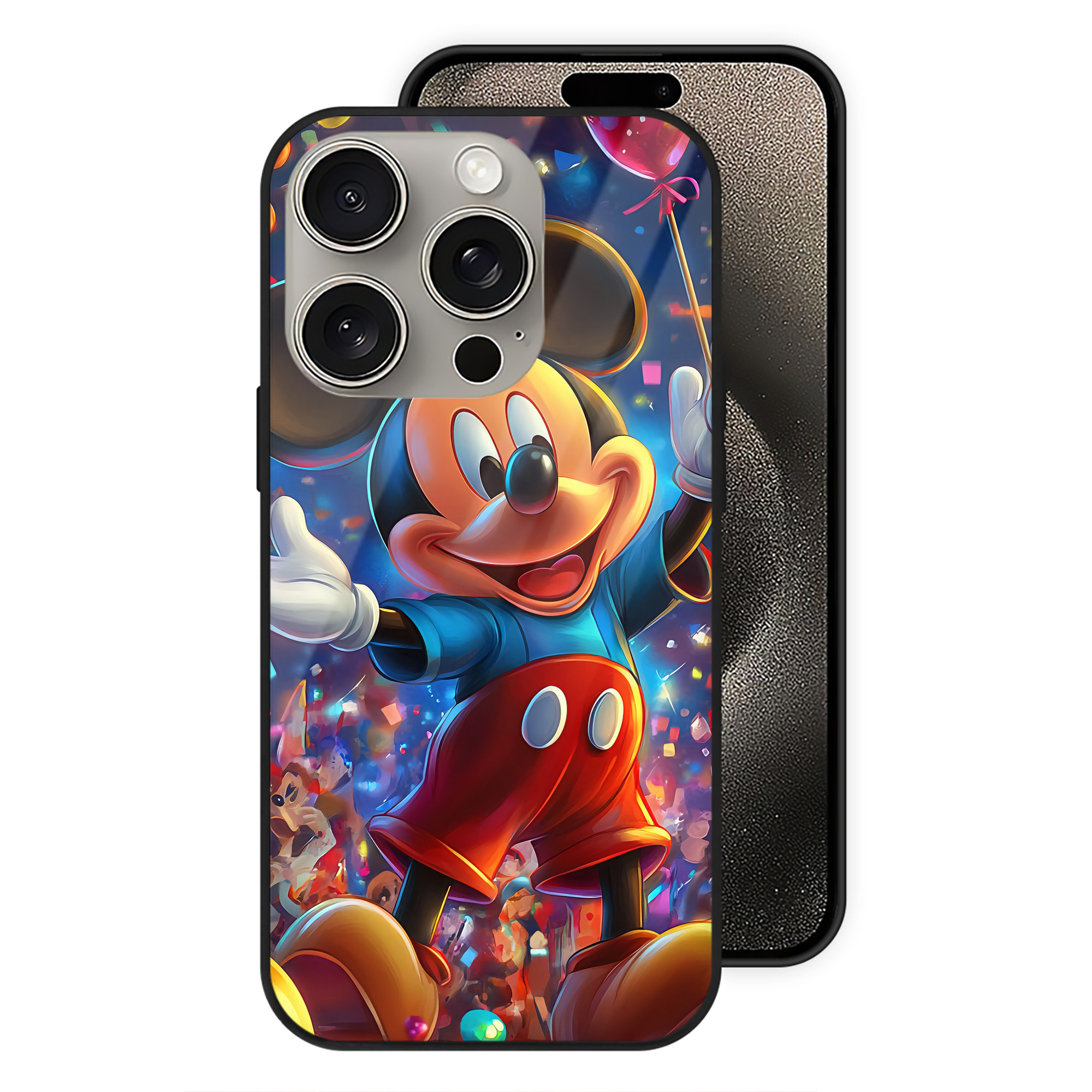 （画像用） ミッキーマウス Mickey Mouse 【iPhone15Pro対応】スマホケース 耐衝撃＆黄変防止 背面ガラス