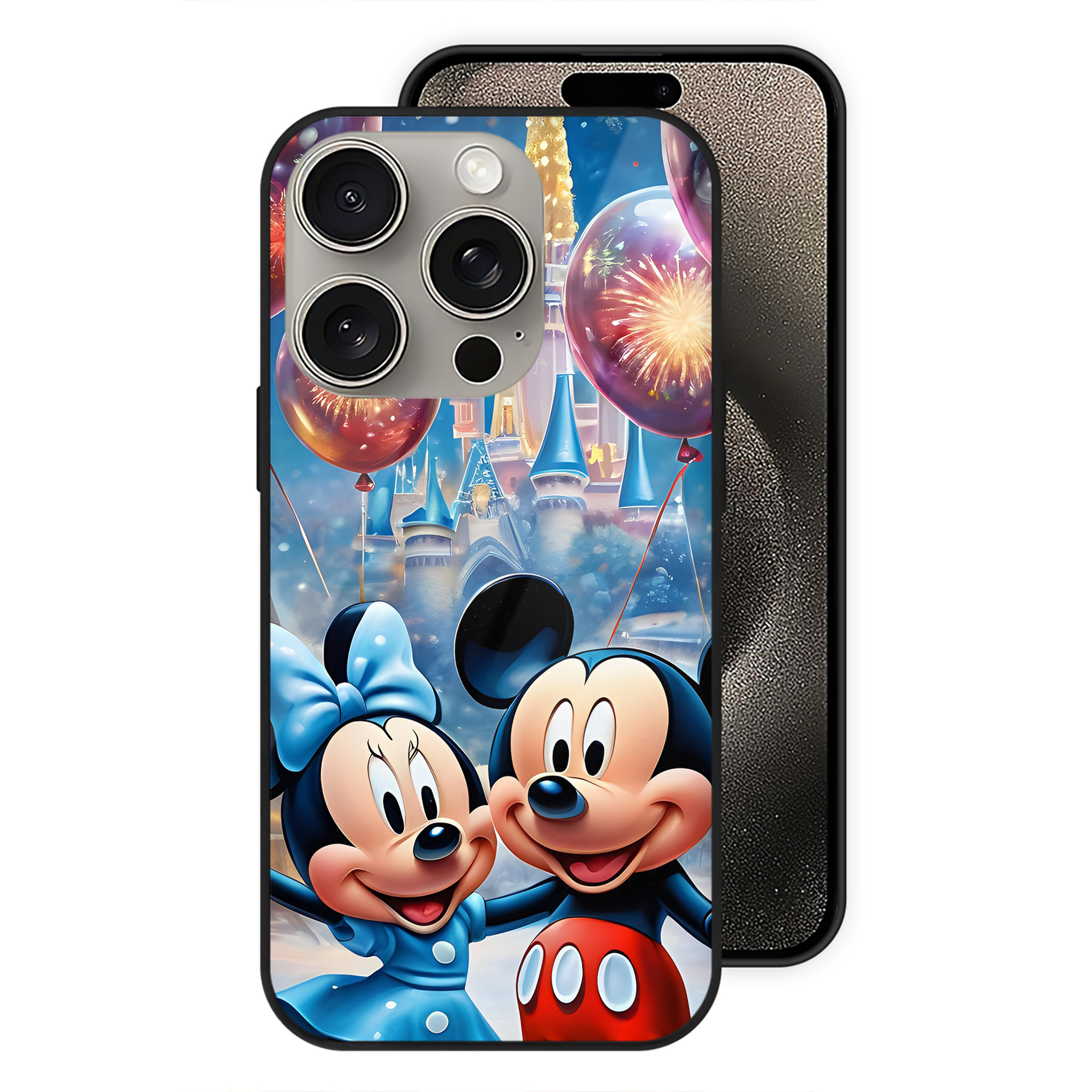 （画像用） ミッキーマウス Mickey Mouse 【iPhone15Pro対応】スマホケース 耐衝撃＆黄変防止 背面ガラス