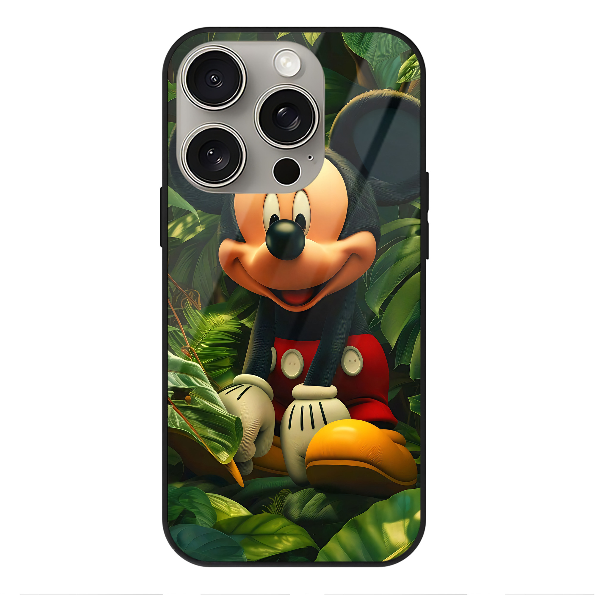 （画像用） ミッキーマウス Mickey Mouse 【iPhone15Pro対応】スマホケース 耐衝撃＆黄変防止 背面ガラス