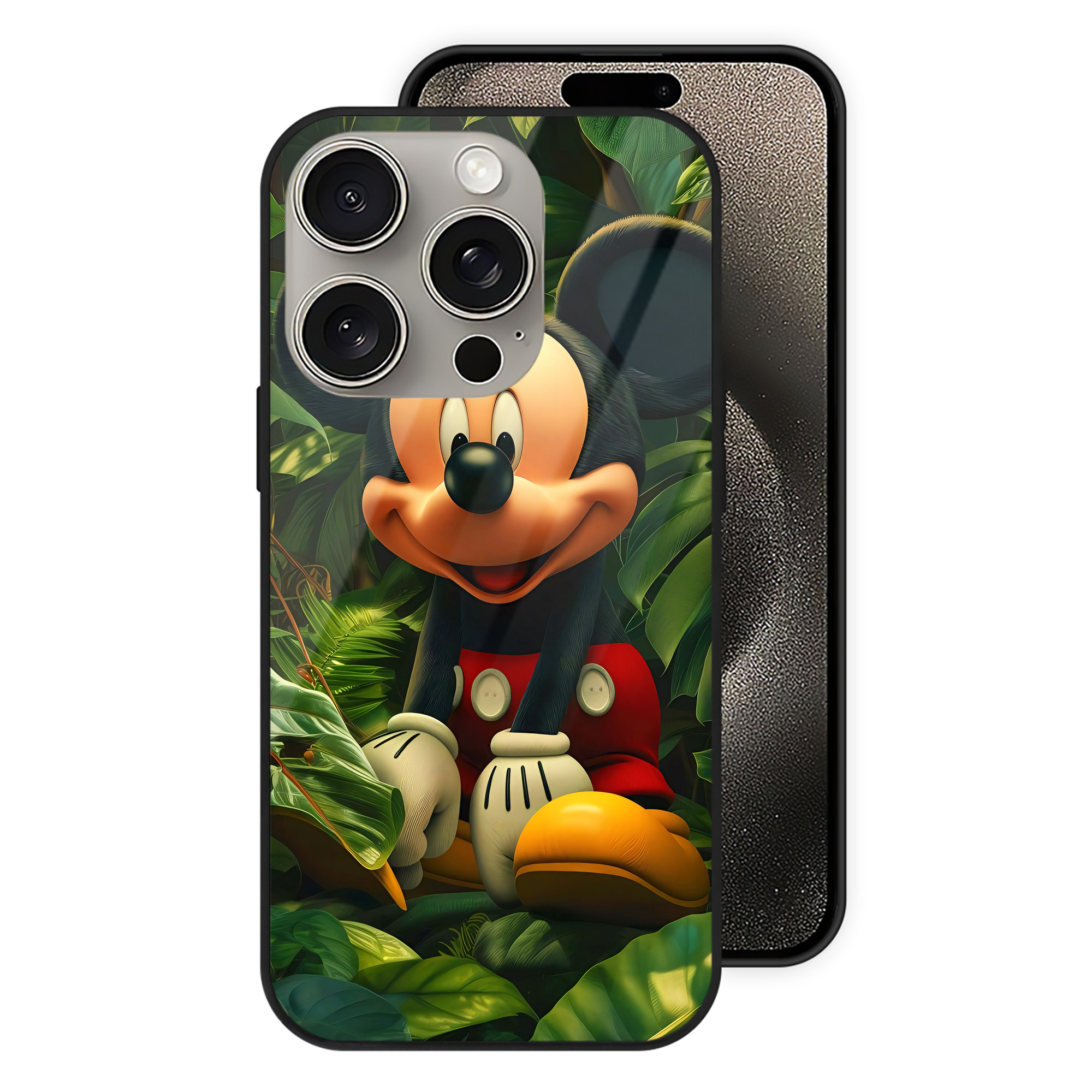 （画像用） ミッキーマウス Mickey Mouse 【iPhone15Pro対応】スマホケース 耐衝撃＆黄変防止 背面ガラス