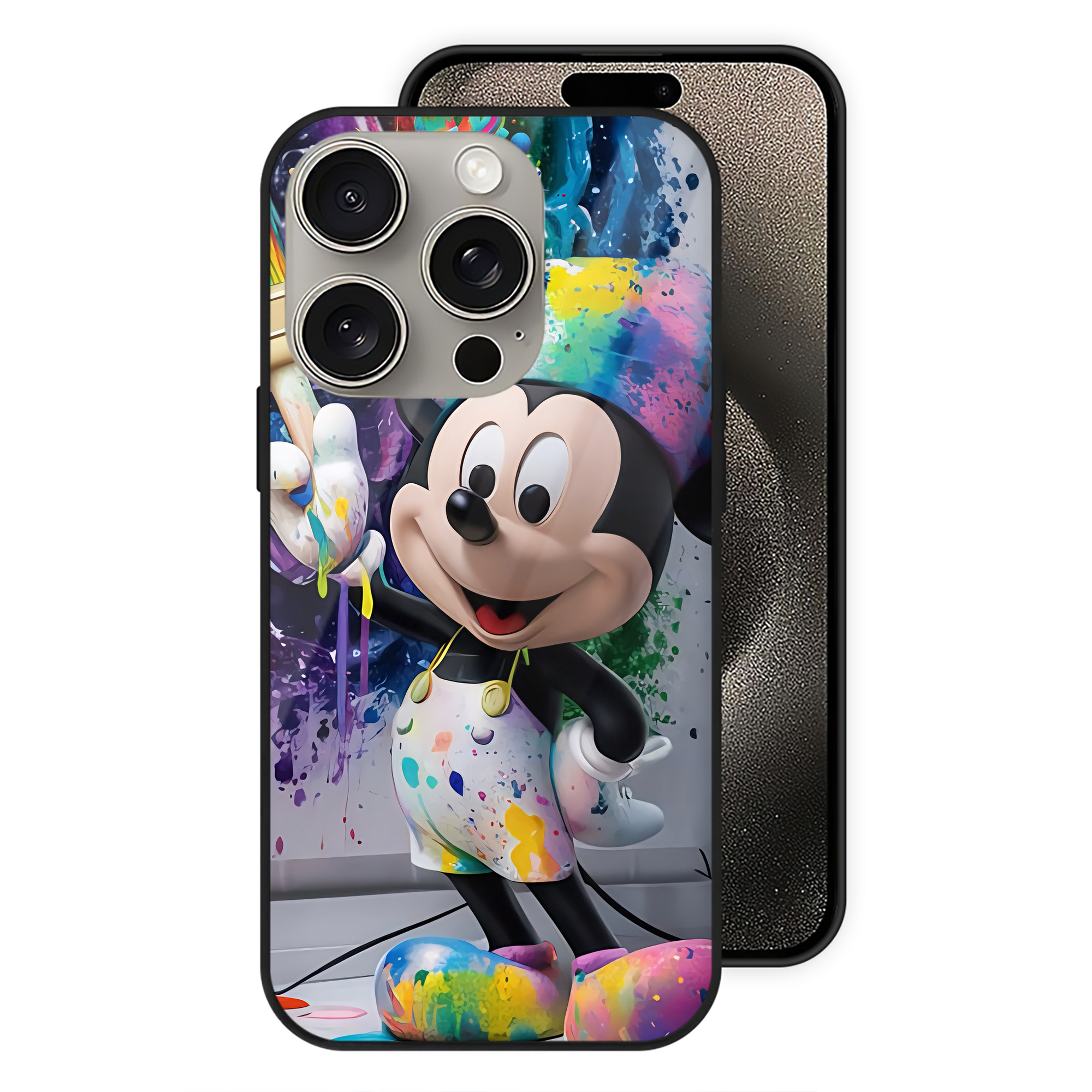 （画像用） ミッキーマウス Mickey Mouse 【iPhone15Pro対応】スマホケース 耐衝撃＆黄変防止 背面ガラス