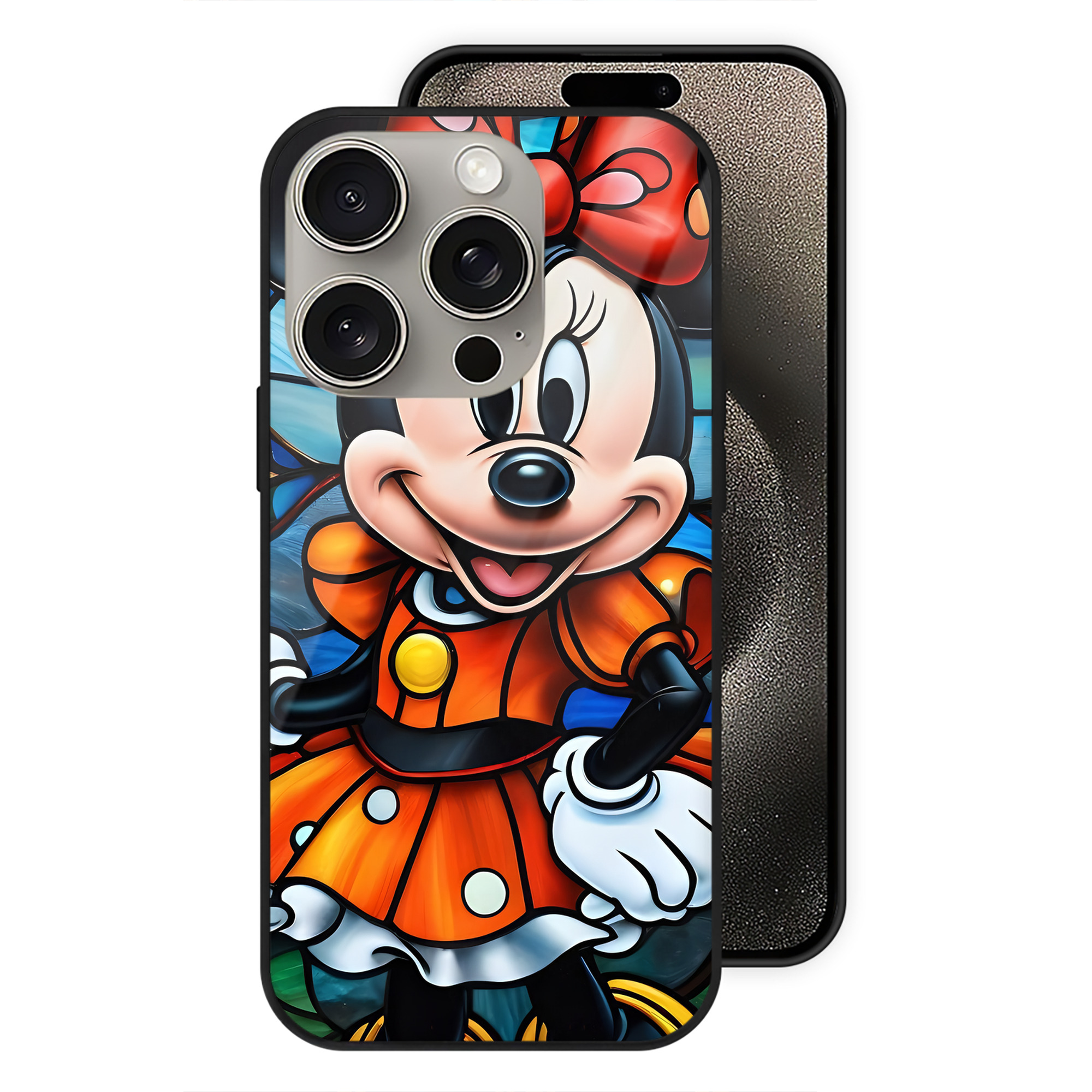 （画像用） ミッキーマウス Mickey Mouse 【iPhone15Pro対応】スマホケース 耐衝撃＆黄変防止 背面ガラス