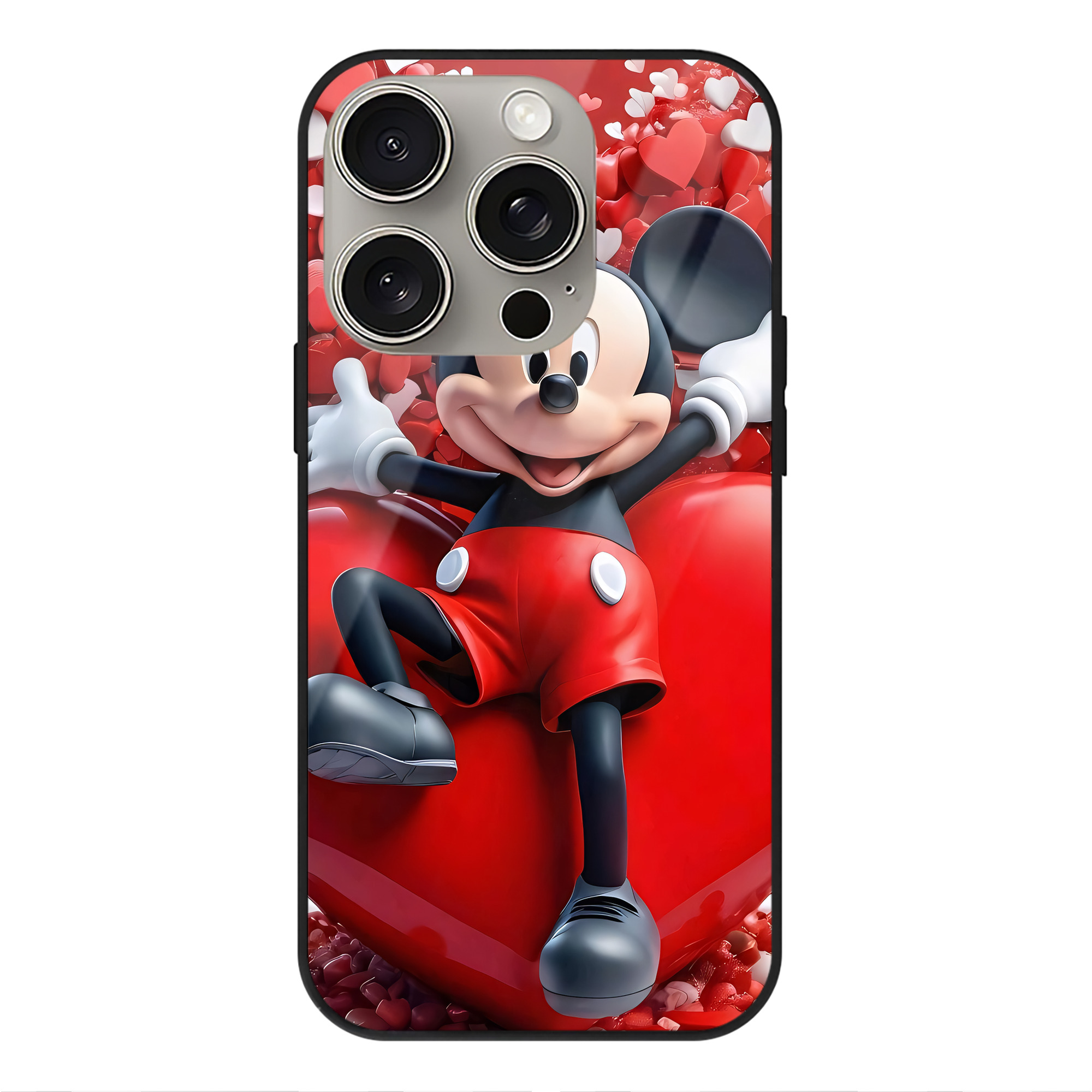 （画像用） ミッキーマウス Mickey Mouse 【iPhone15Pro対応】スマホケース 耐衝撃＆黄変防止 背面ガラス