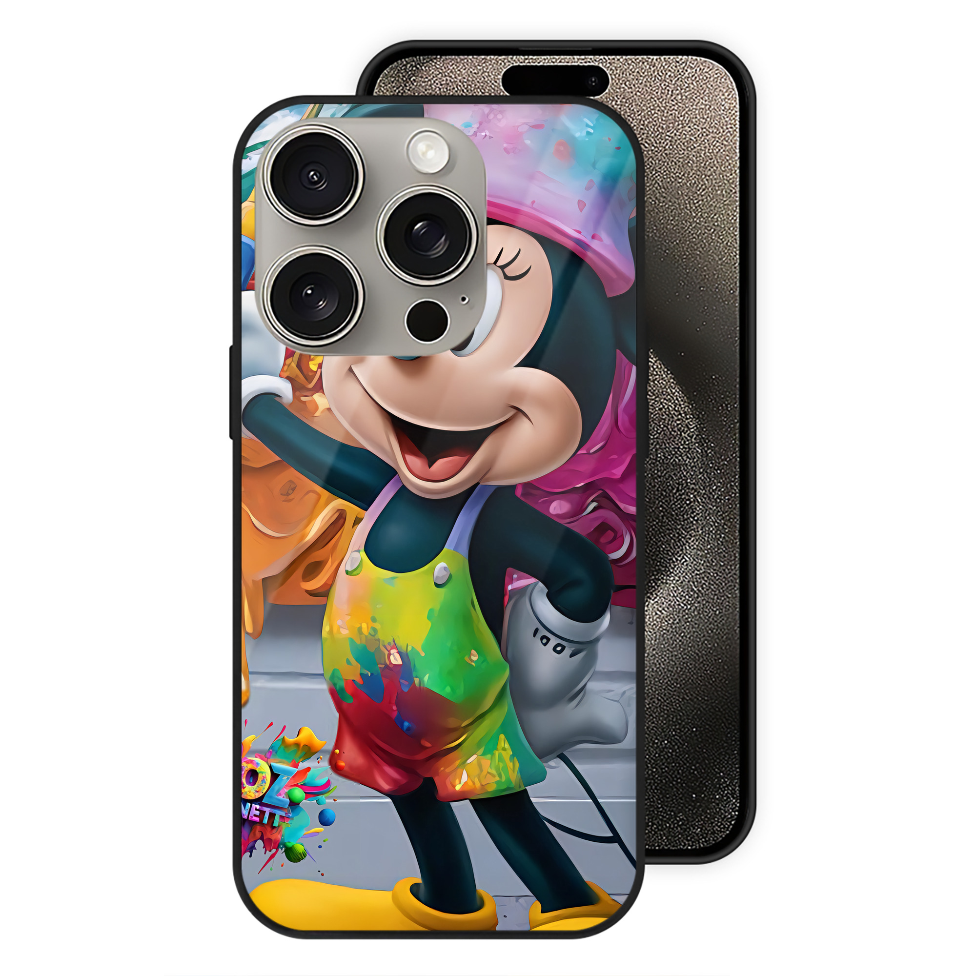 （画像用） ミッキーマウス Mickey Mouse 【iPhone15Pro対応】スマホケース 耐衝撃＆黄変防止 背面ガラス