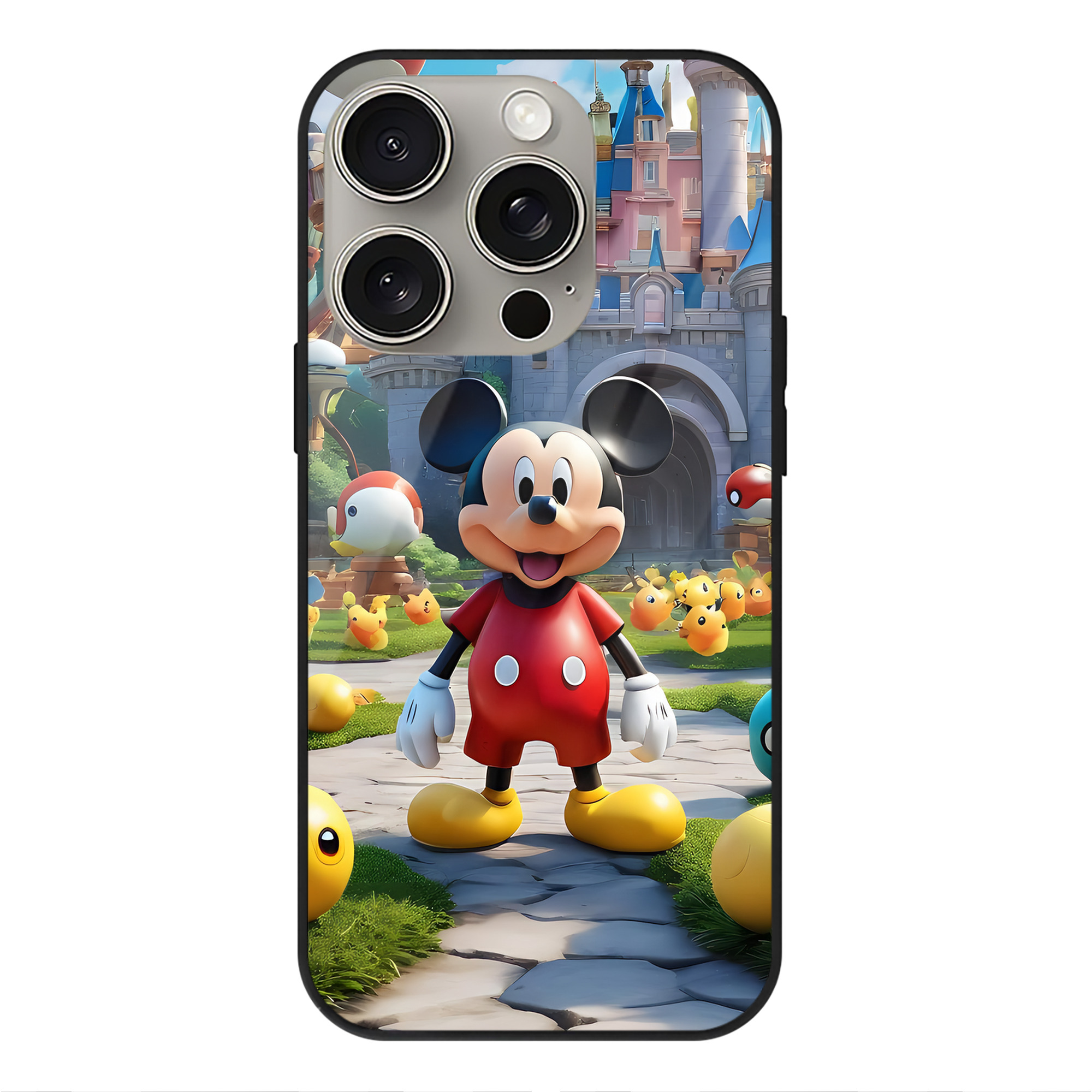 （画像用） ミッキーマウス Mickey Mouse 【iPhone15Pro対応】スマホケース 耐衝撃＆黄変防止 背面ガラス
