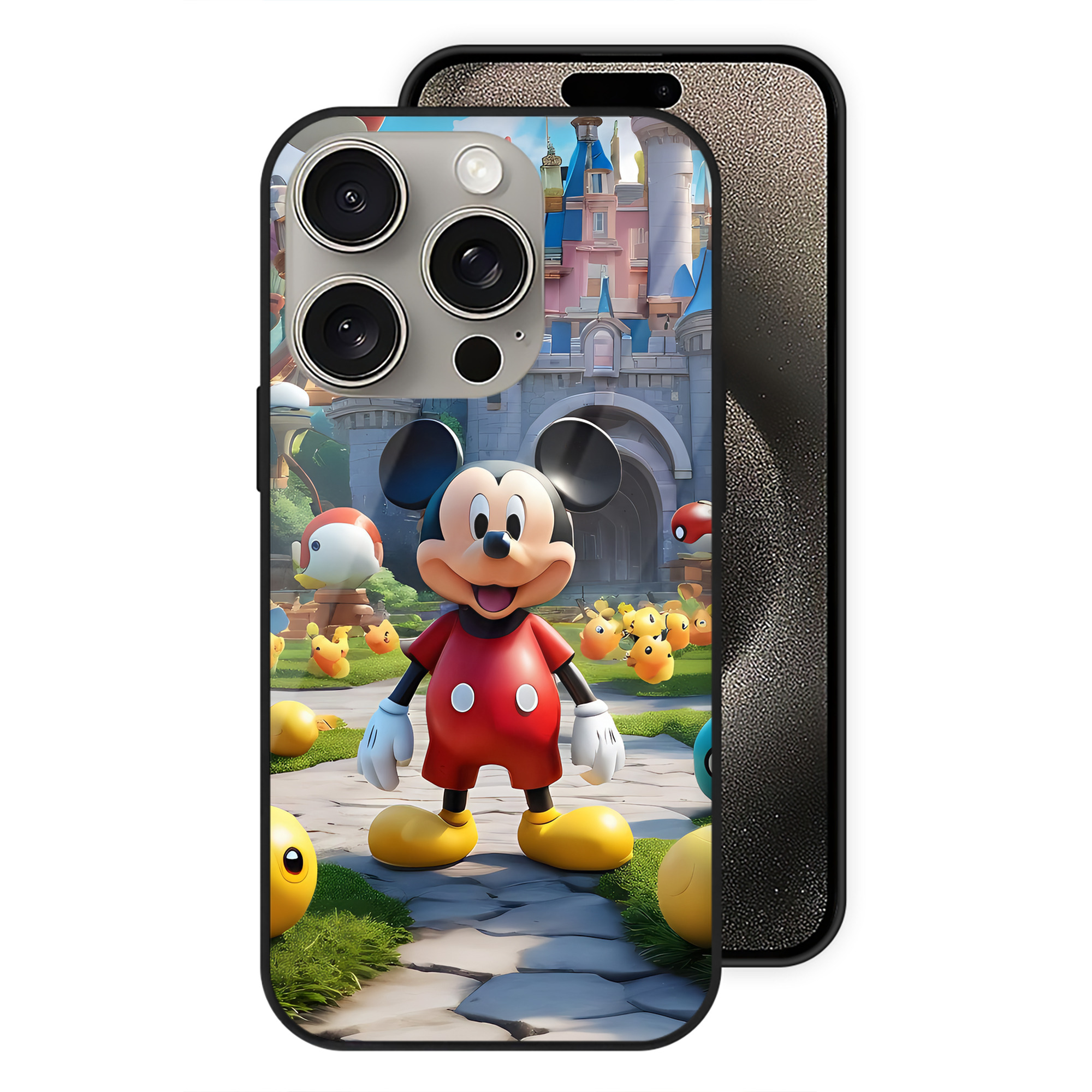 （画像用） ミッキーマウス Mickey Mouse 【iPhone15Pro対応】スマホケース 耐衝撃＆黄変防止 背面ガラス