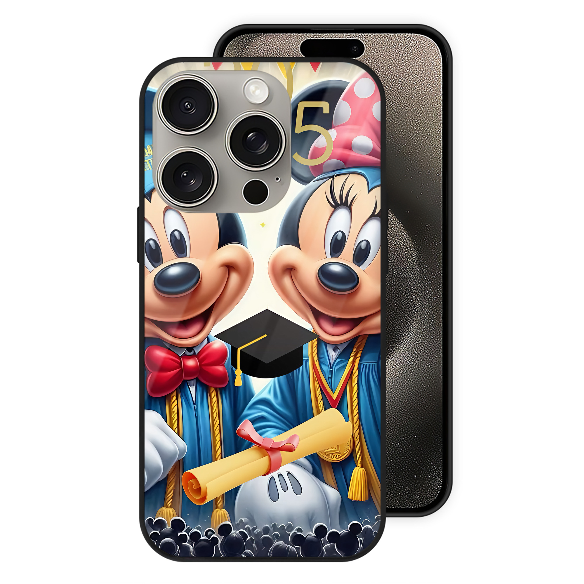 （画像用） ミッキーマウス Mickey Mouse 【iPhone15Pro対応】スマホケース 耐衝撃＆黄変防止 背面ガラス