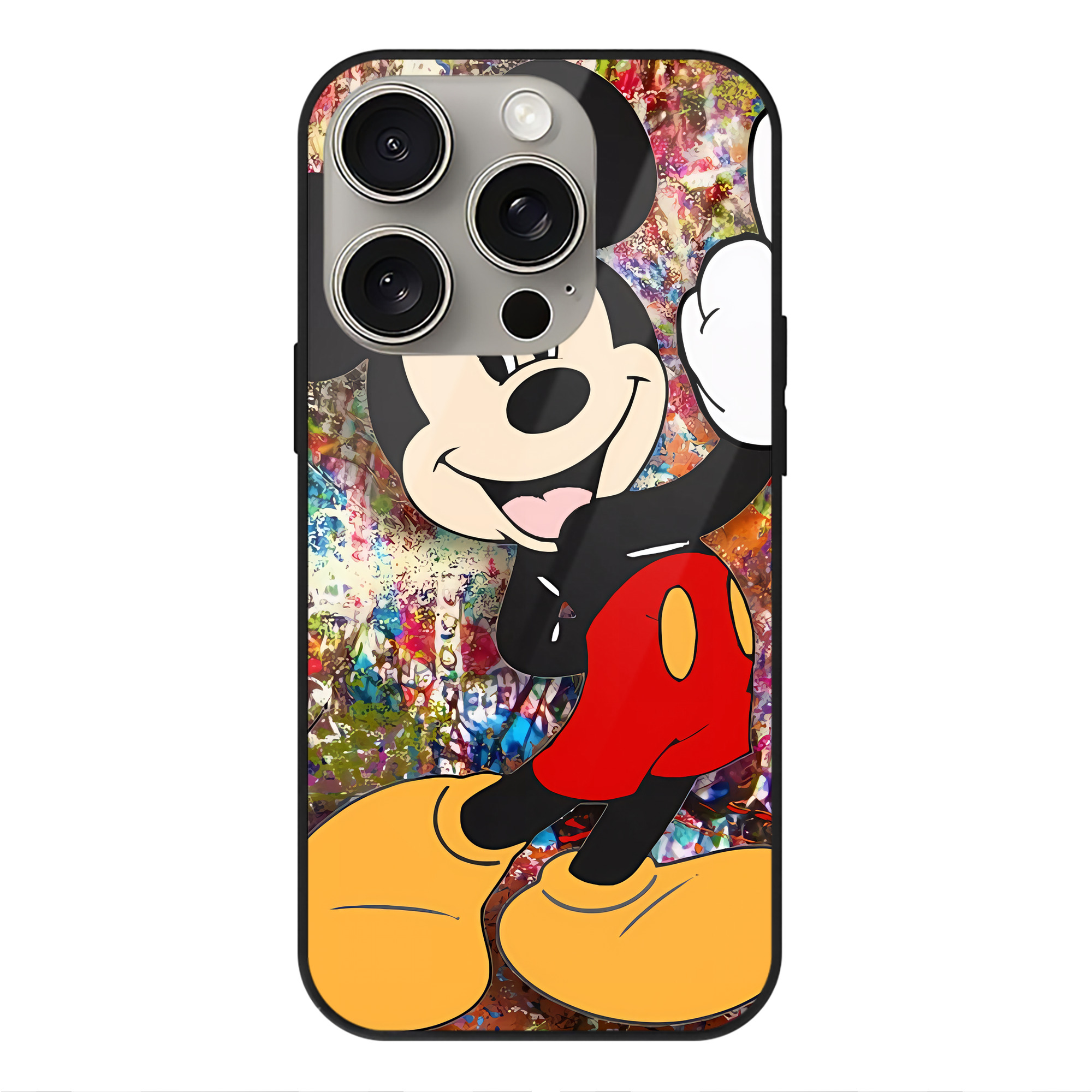 （画像用） ミッキーマウス Mickey Mouse 【iPhone15Pro対応】スマホケース 耐衝撃＆黄変防止 背面ガラス