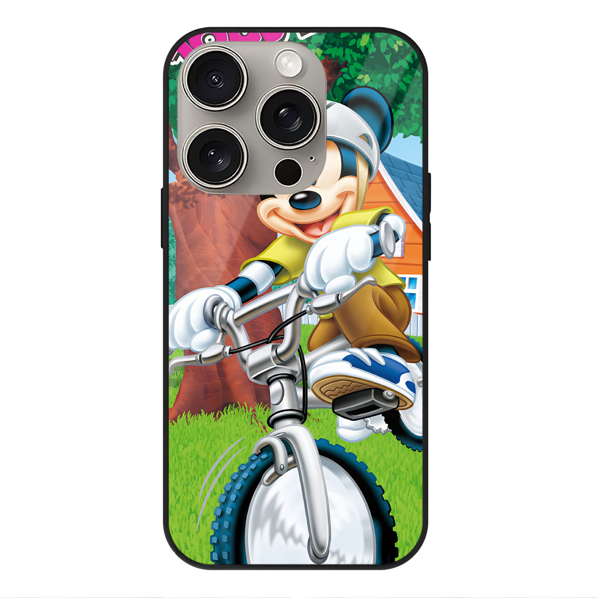 （画像用） ミッキーマウス Mickey Mouse 【iPhone15Pro対応】スマホケース 耐衝撃＆黄変防止 背面ガラス