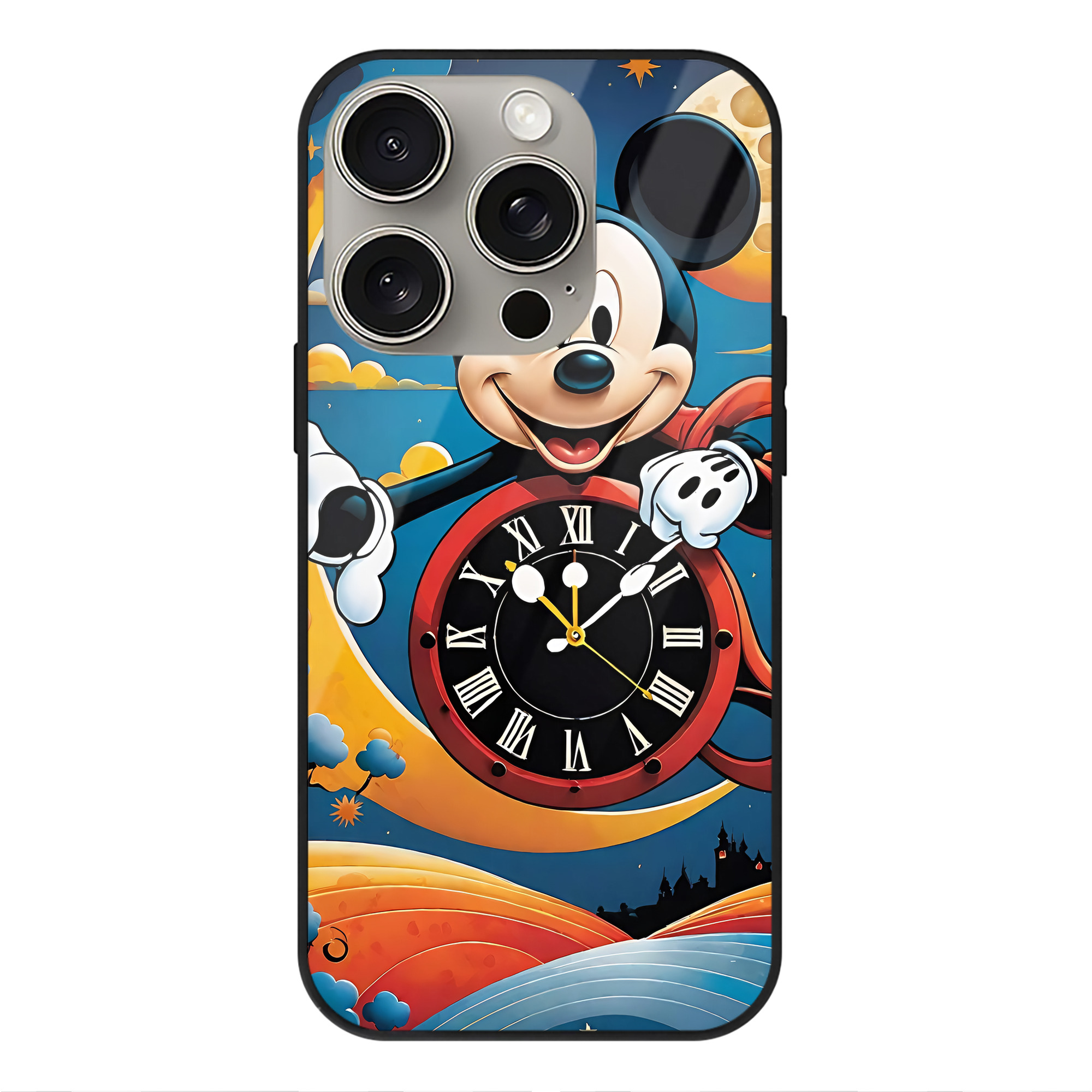 （画像用） ミッキーマウス Mickey Mouse 【iPhone15Pro対応】スマホケース 耐衝撃＆黄変防止 背面ガラス