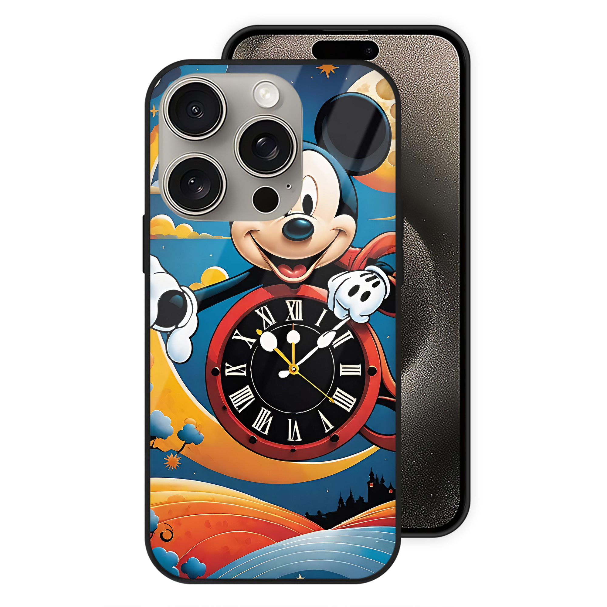 （画像用） ミッキーマウス Mickey Mouse 【iPhone15Pro対応】スマホケース 耐衝撃＆黄変防止 背面ガラス