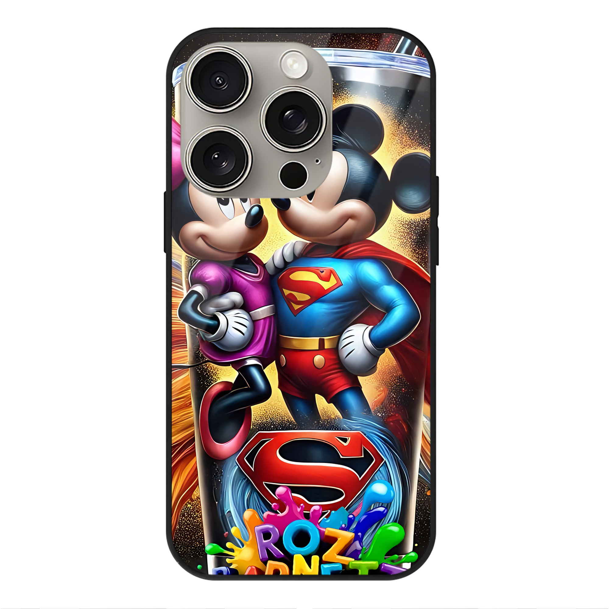 （画像用） ミッキーマウス Mickey Mouse 【iPhone15Pro対応】スマホケース 耐衝撃＆黄変防止 背面ガラス
