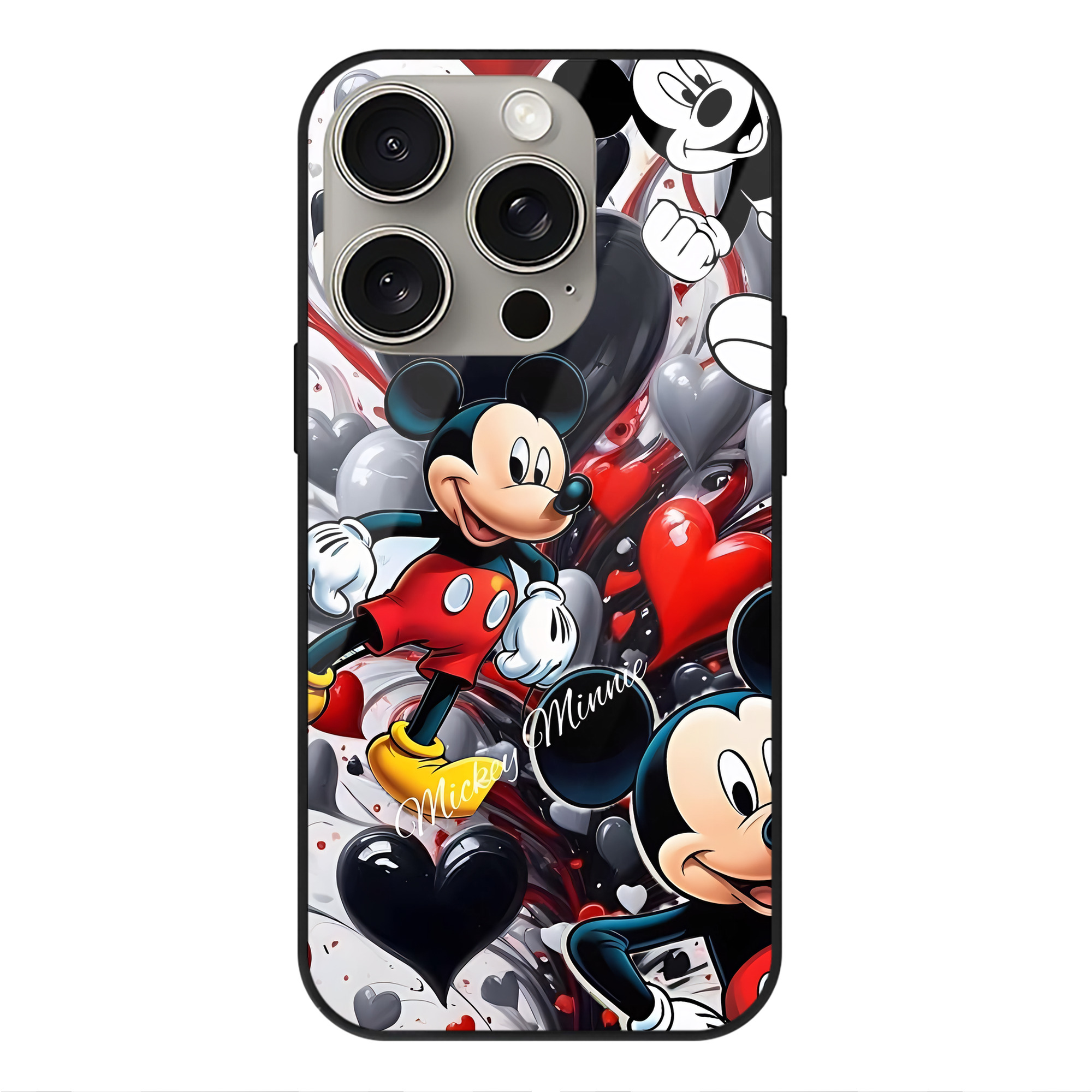 （画像用） ミッキーマウス Mickey Mouse 【iPhone15Pro対応】スマホケース 耐衝撃＆黄変防止 背面ガラス