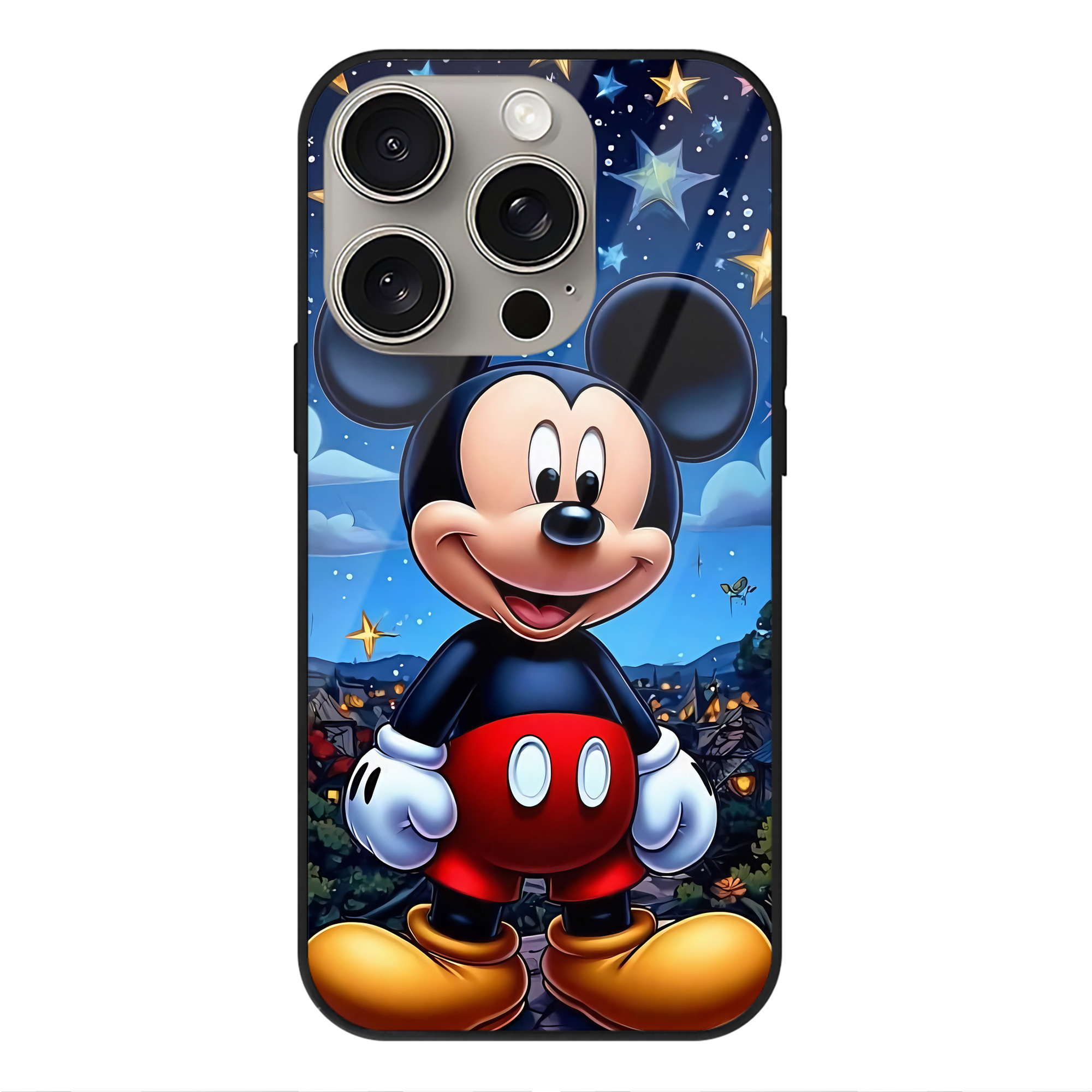 （画像用） ミッキーマウス Mickey Mouse 【iPhone15Pro対応】スマホケース 耐衝撃＆黄変防止 背面ガラス