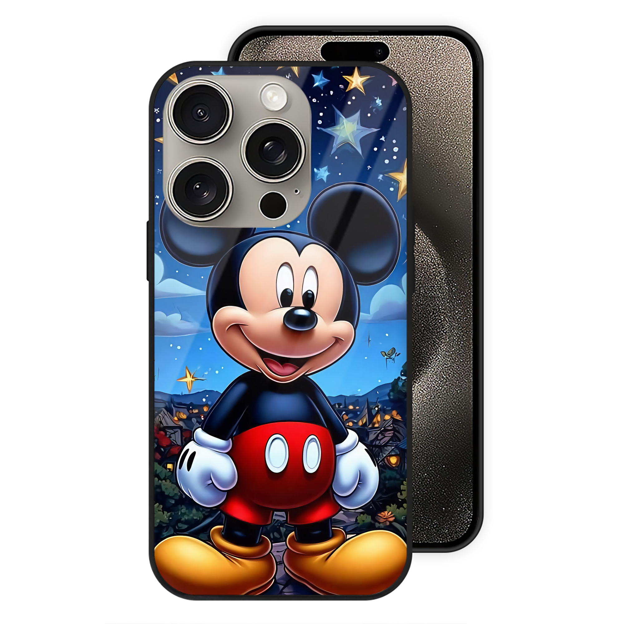 （画像用） ミッキーマウス Mickey Mouse 【iPhone15Pro対応】スマホケース 耐衝撃＆黄変防止 背面ガラス