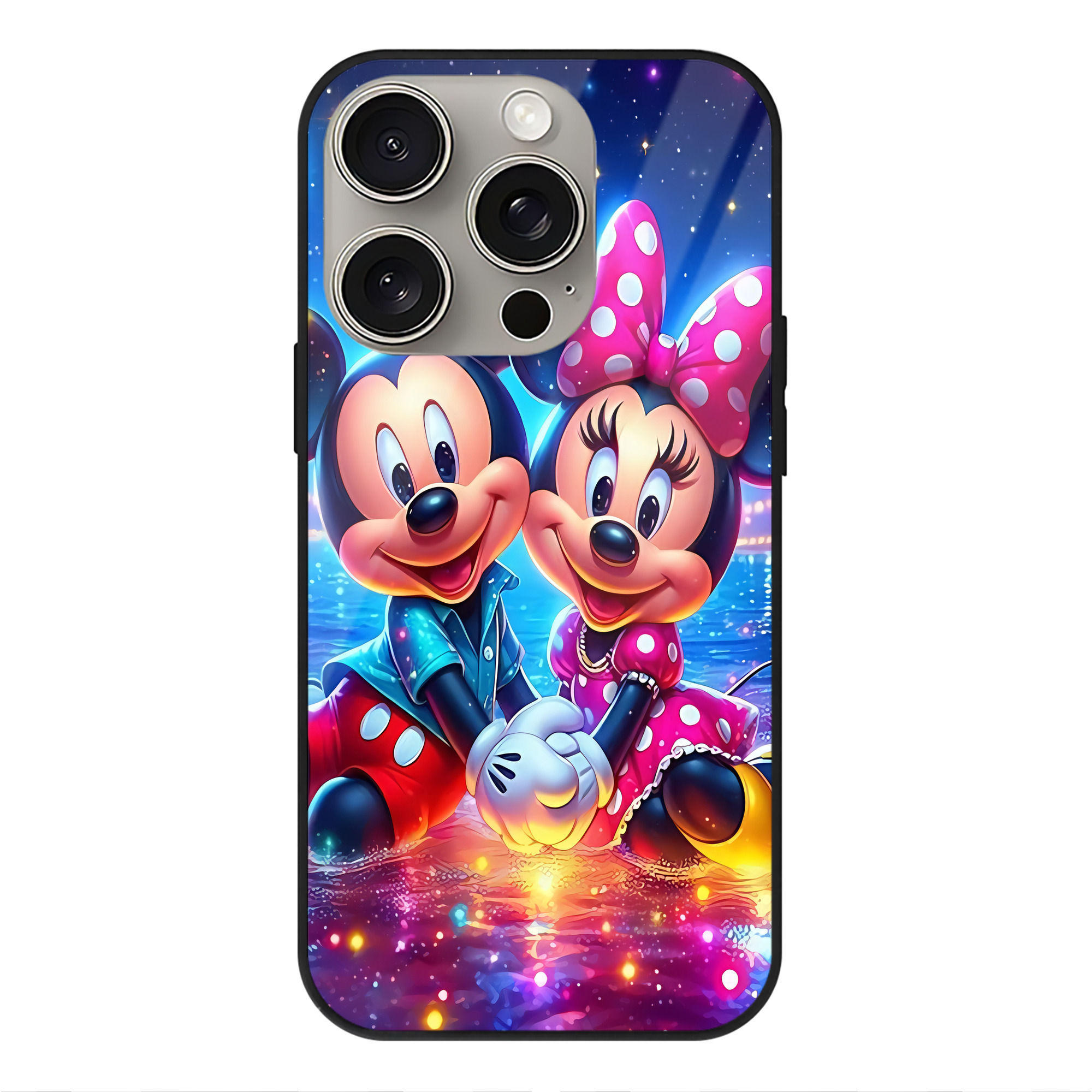 （画像用） ミッキーマウス Mickey Mouse 【iPhone15Pro対応】スマホケース 耐衝撃＆黄変防止 背面ガラス